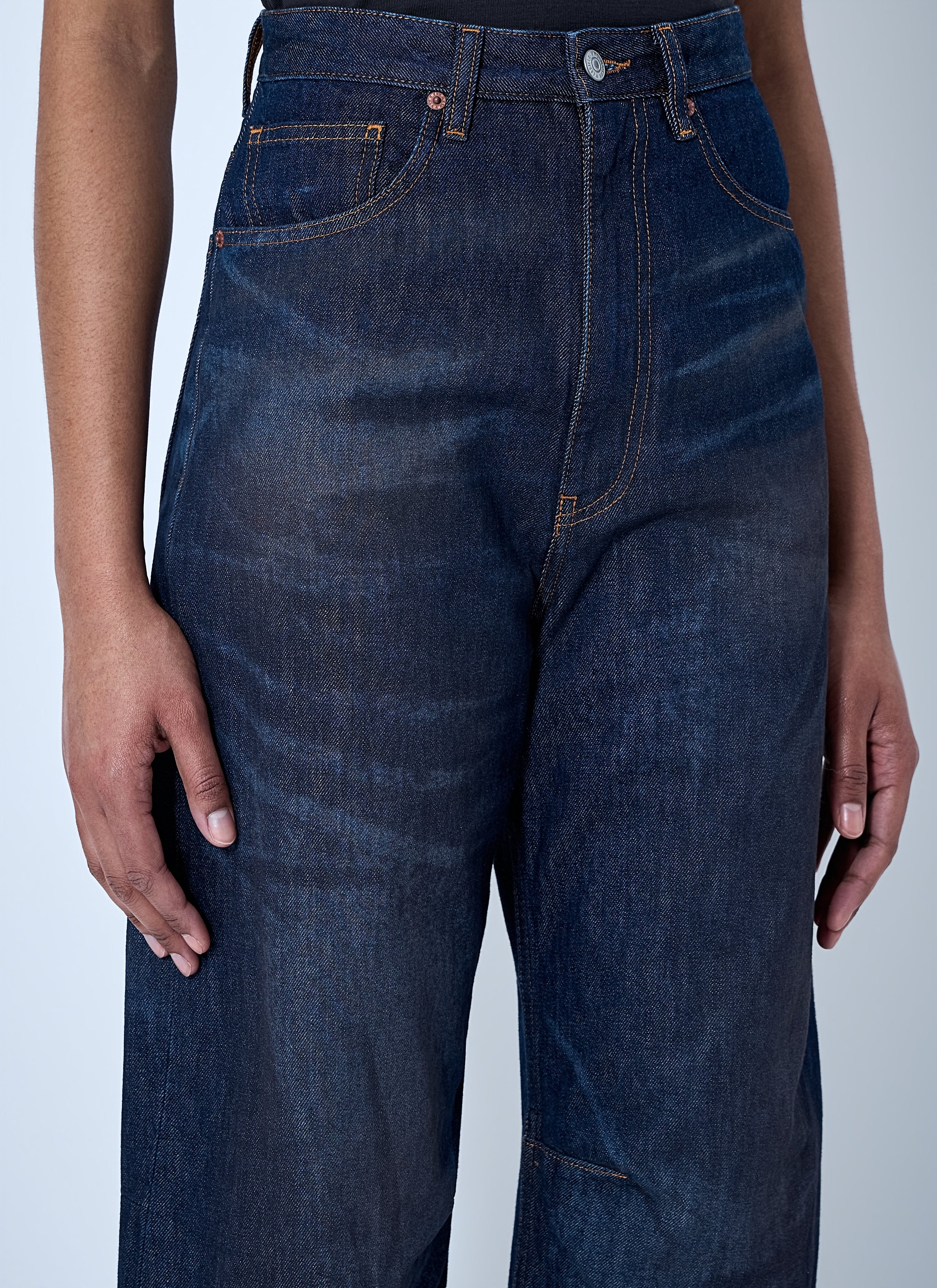 Wide-leg denim trousers