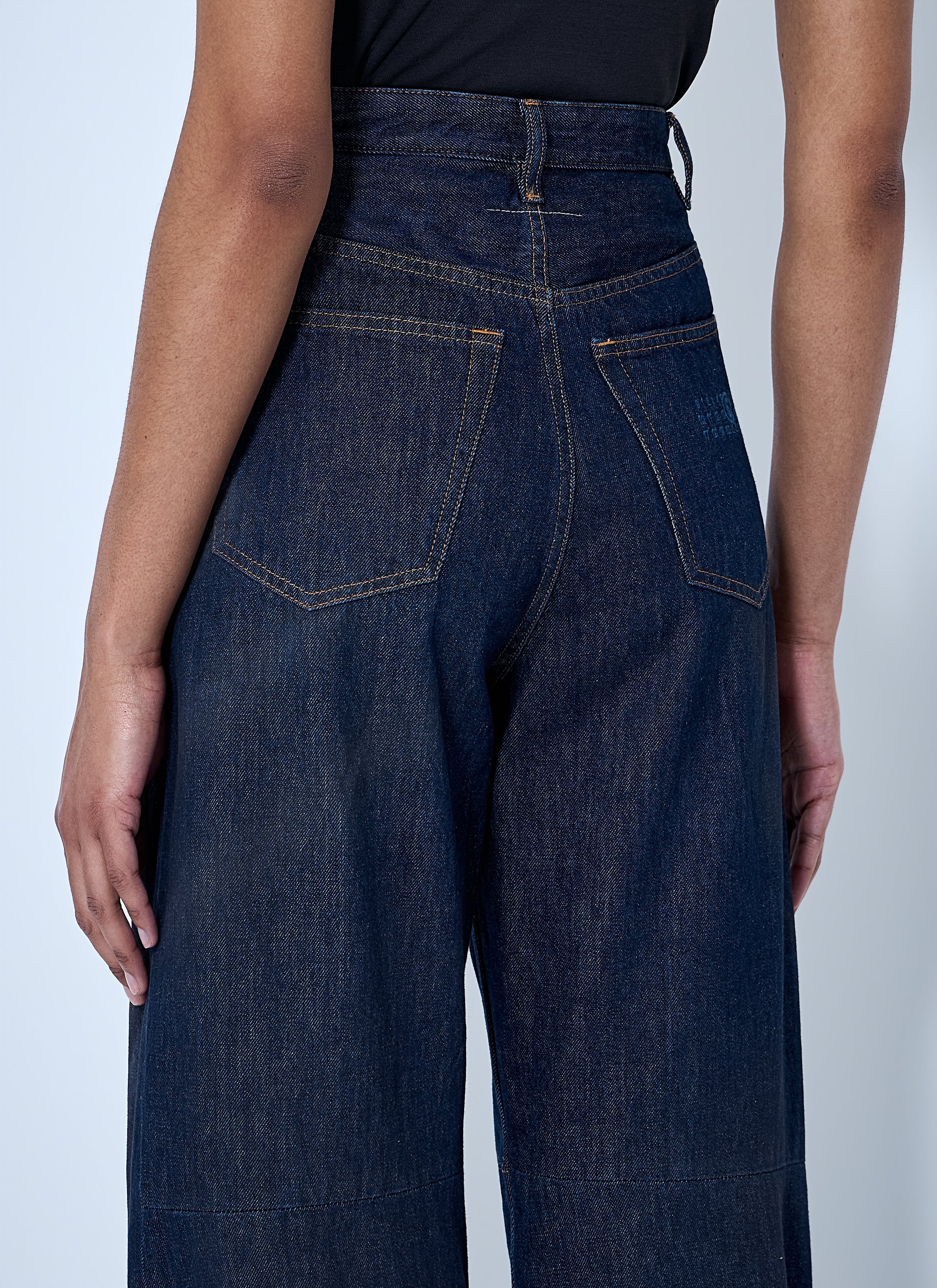 Wide-leg denim trousers