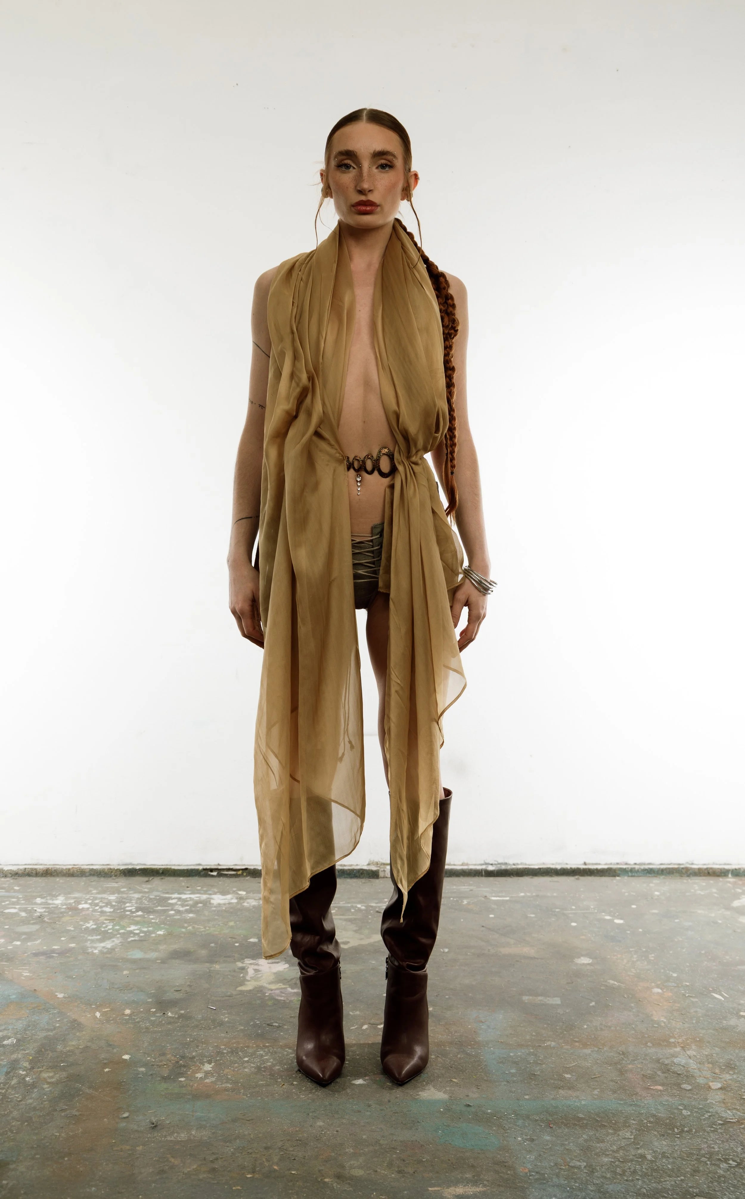 Silk & leather neck holder
