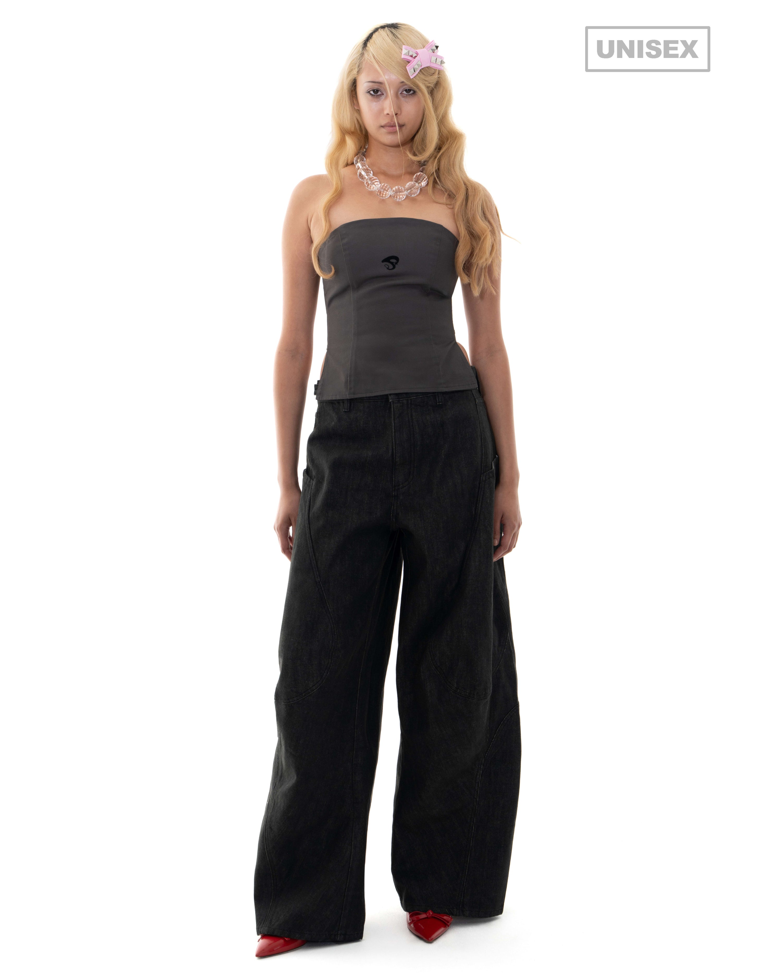 Bowed up trouser- denim- bk