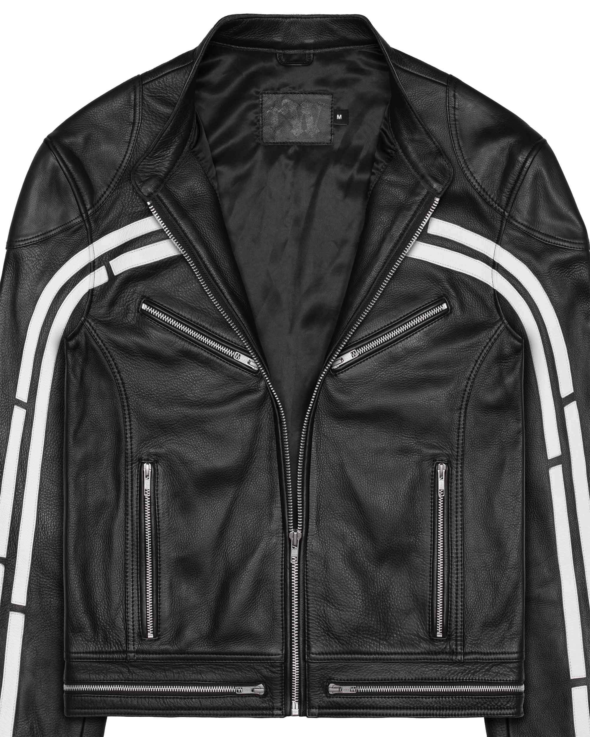 Track leather jacket