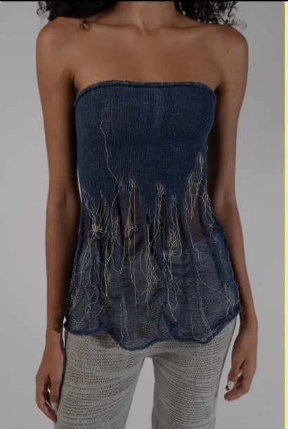 Organic tube top (jean/beige)