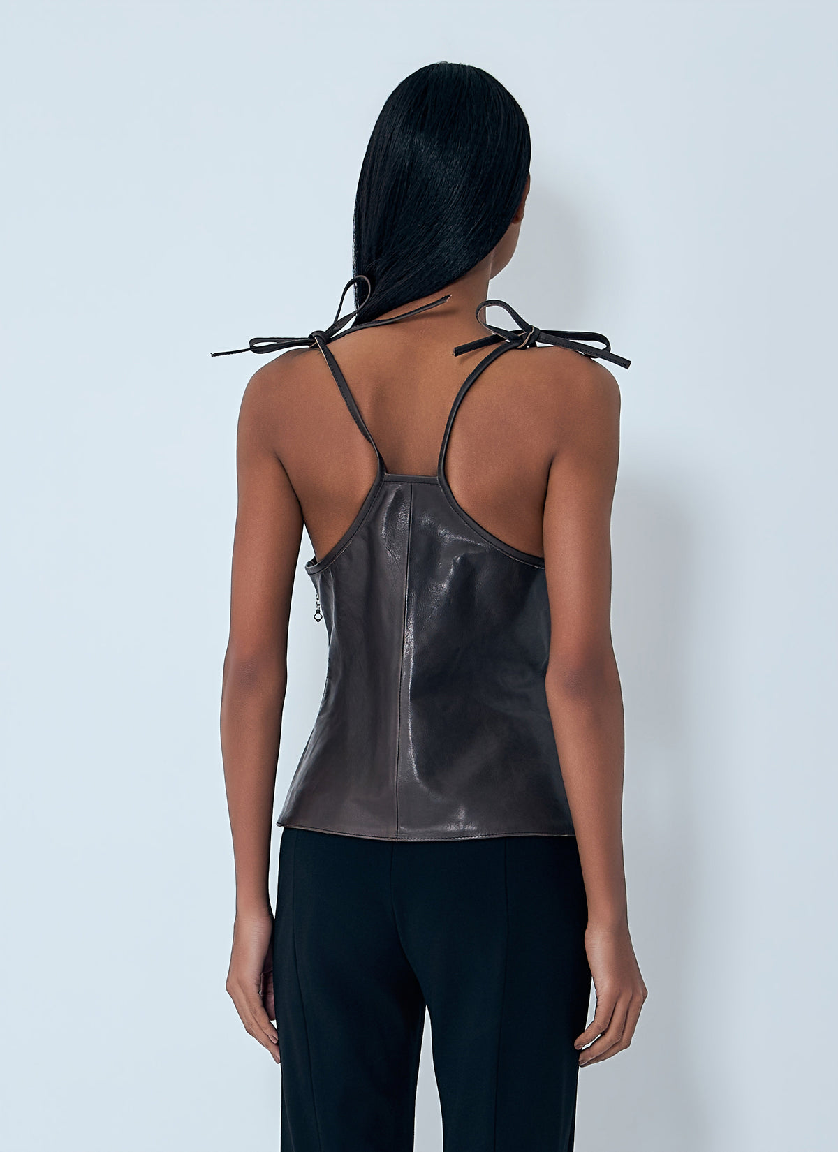 String leather tank top