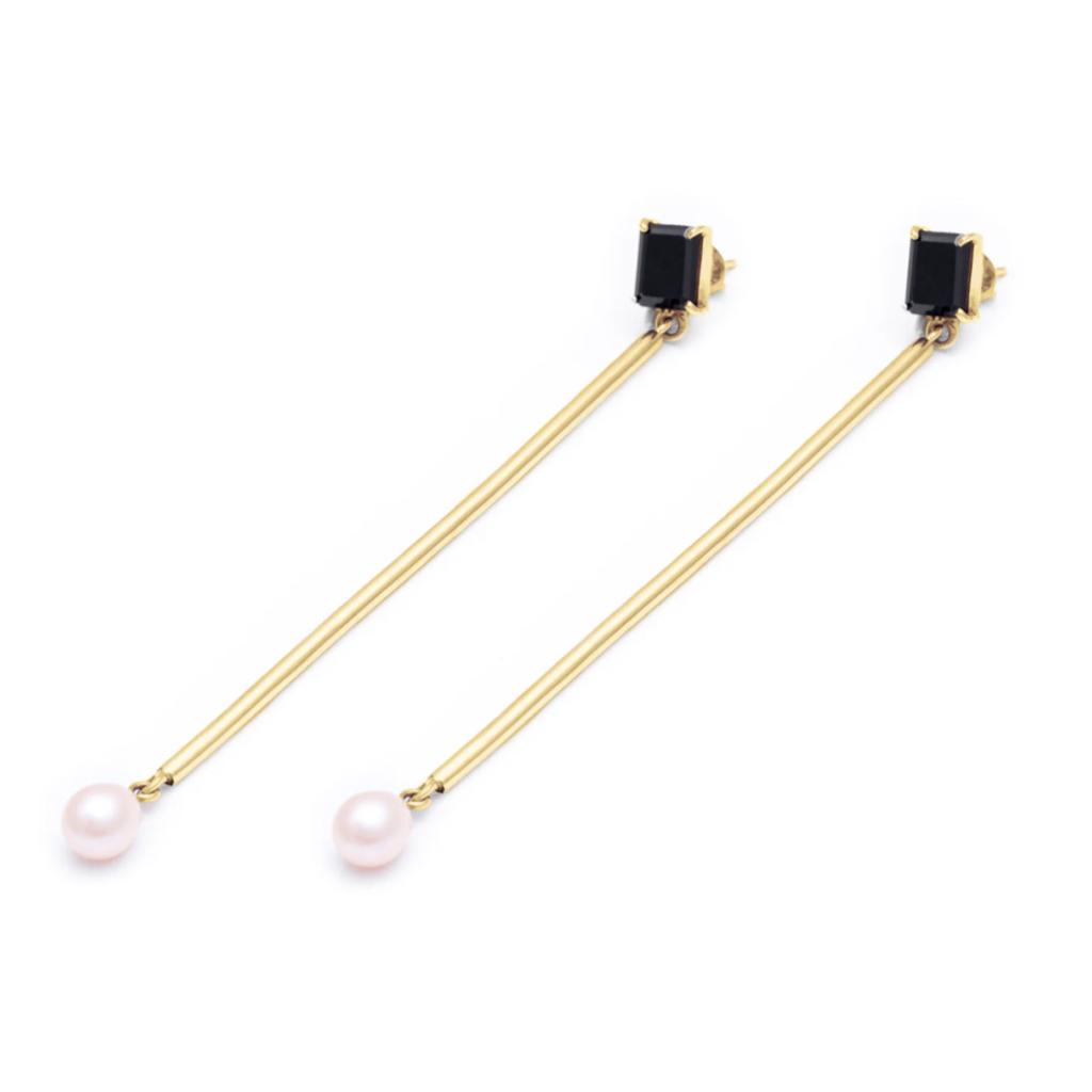 Onix stud bar & pearl