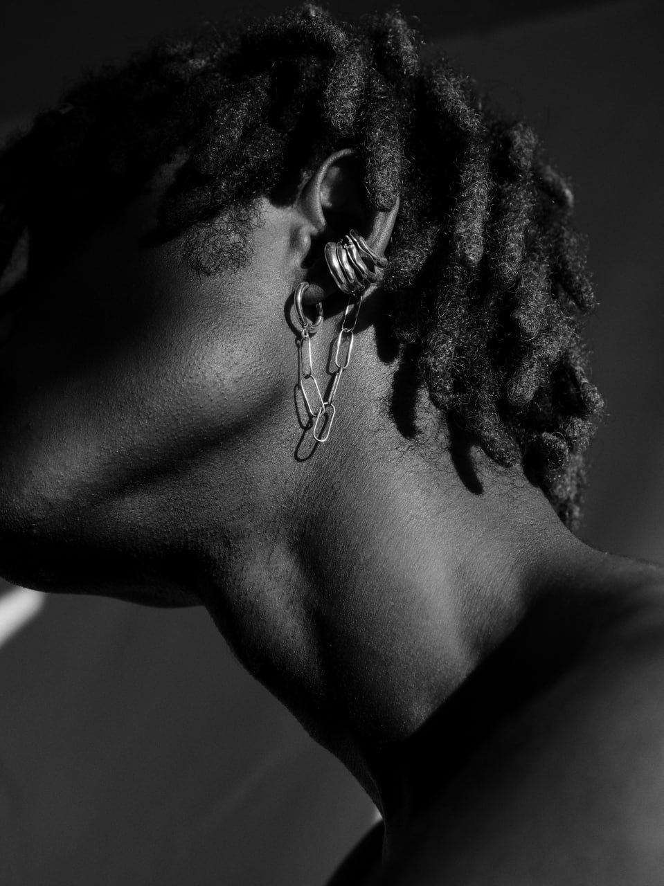 Lua chain & hoop ear-cuff