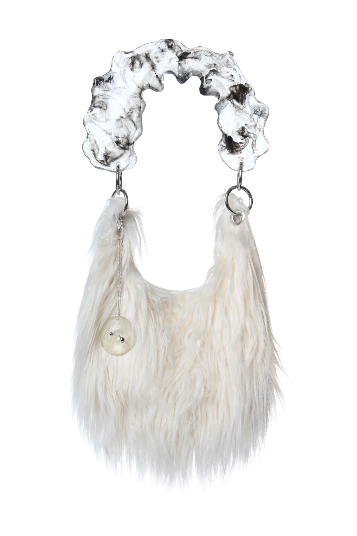 Fur handle bag with nipple charm