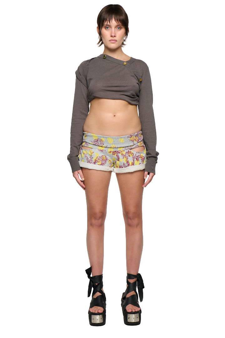 Polka-dot circus short - grey/yellow