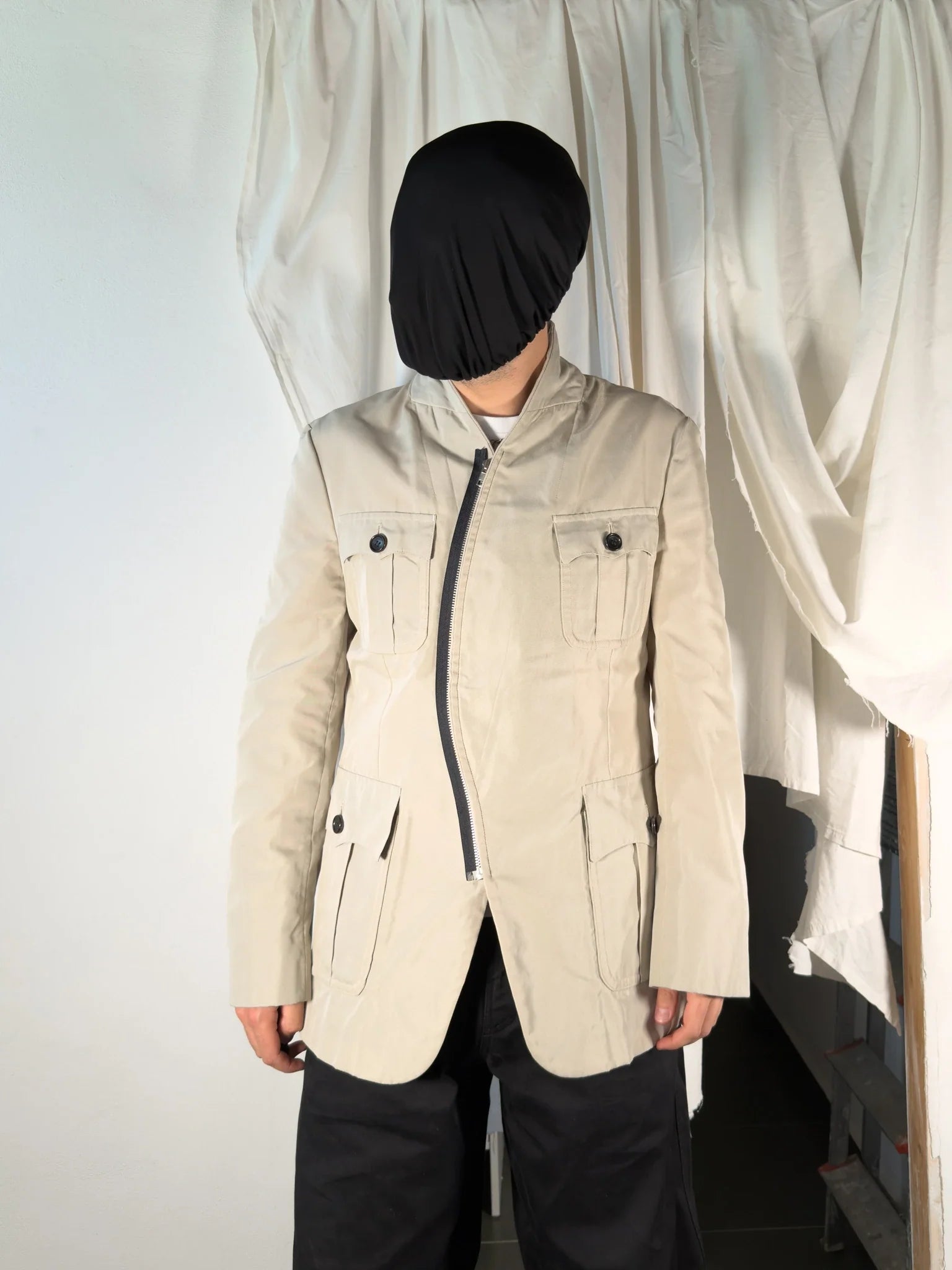 Comme des garçons homme plus s/s 2003 asymmetrical zip jacket