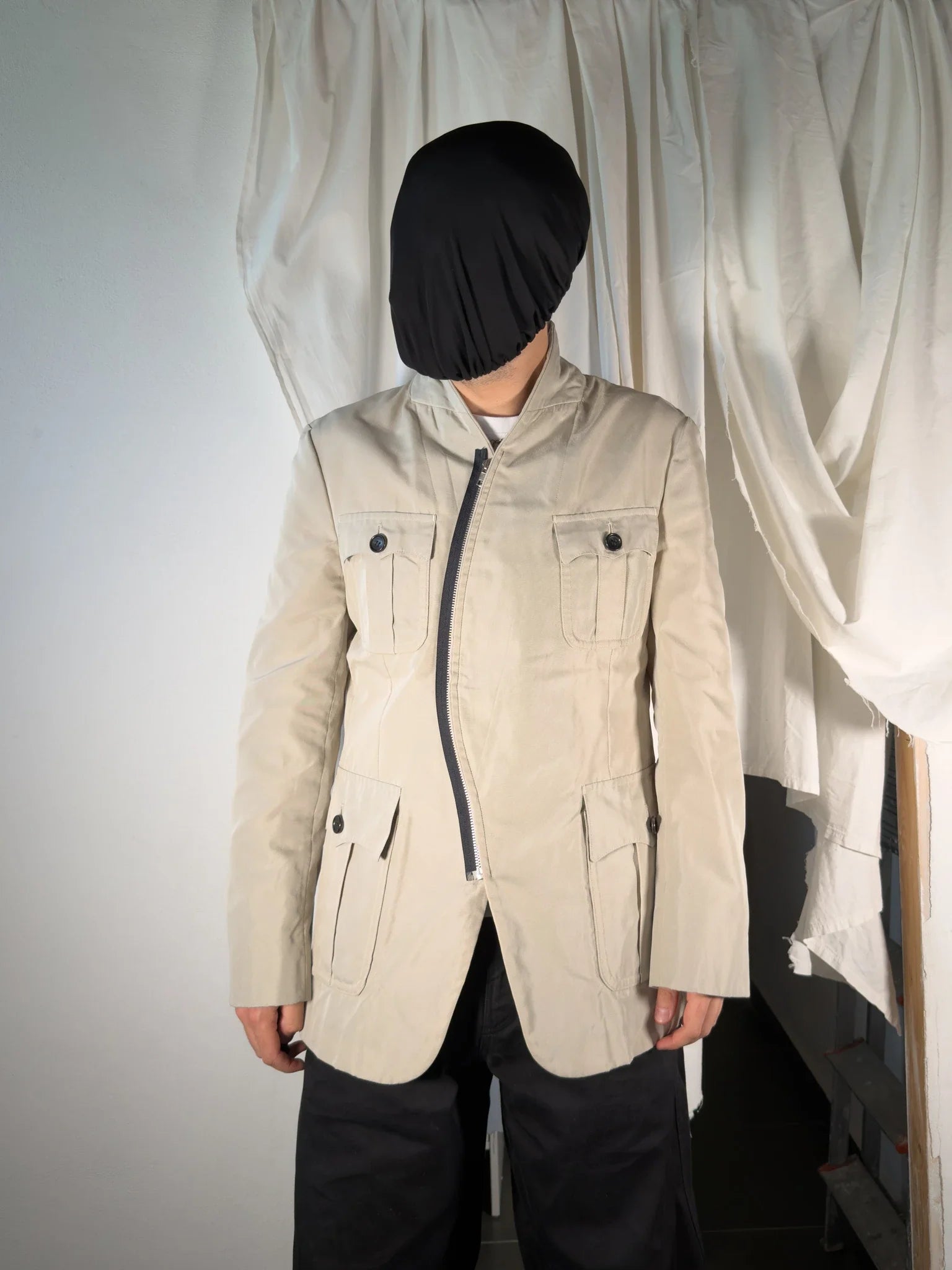 Comme des garçons homme plus s/s 2003 asymmetrical zip jacket