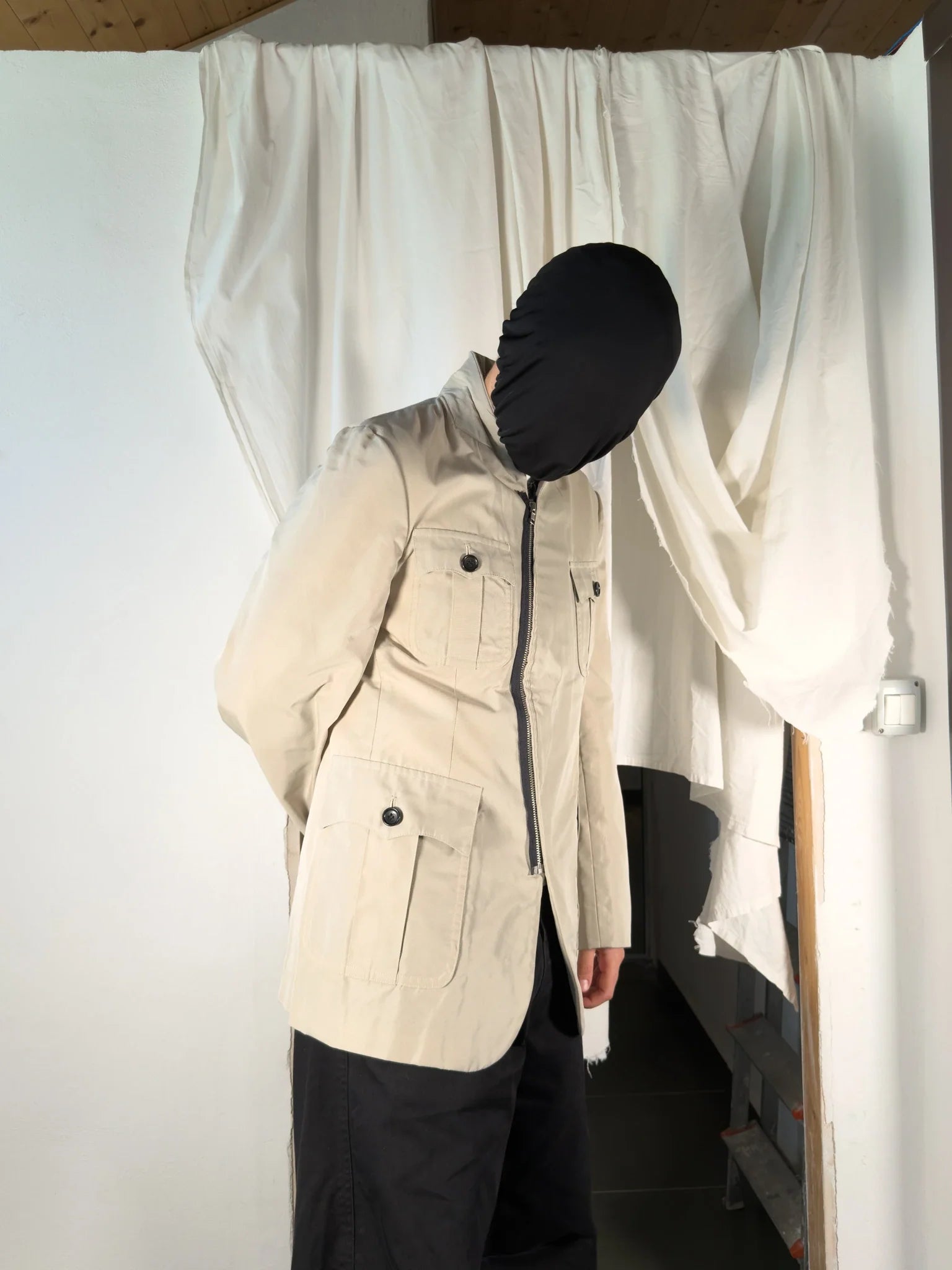 Comme des garçons homme plus s/s 2003 asymmetrical zip jacket