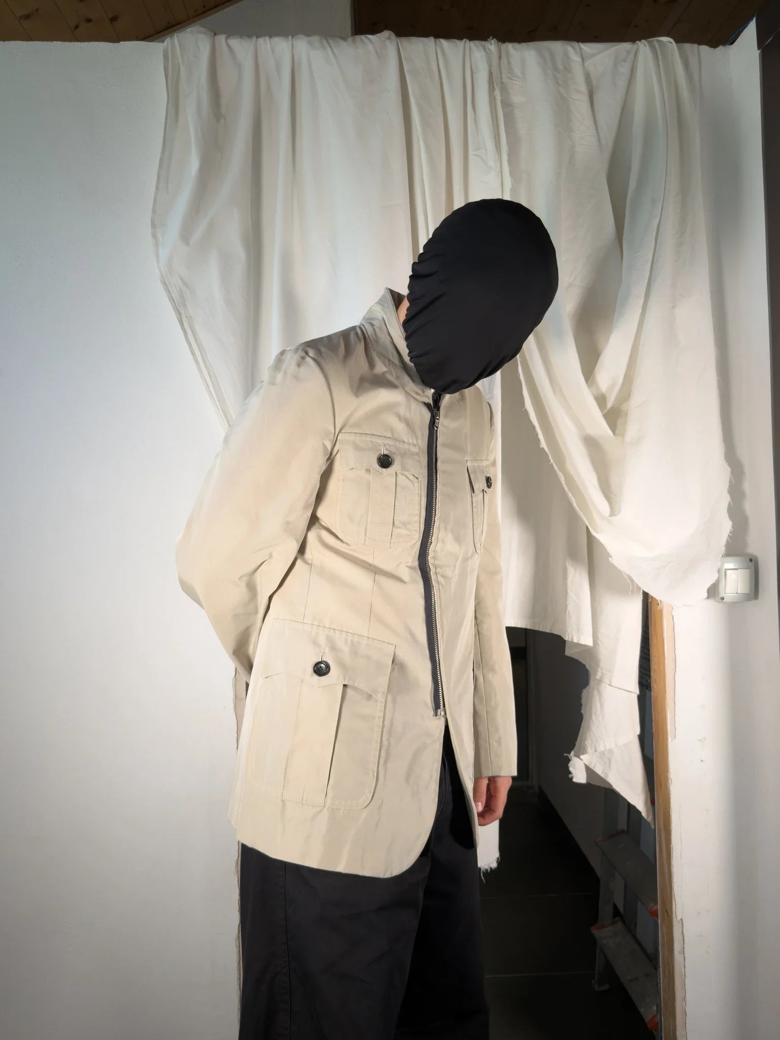Comme des garçons homme plus s/s 2003 asymmetrical zip jacket