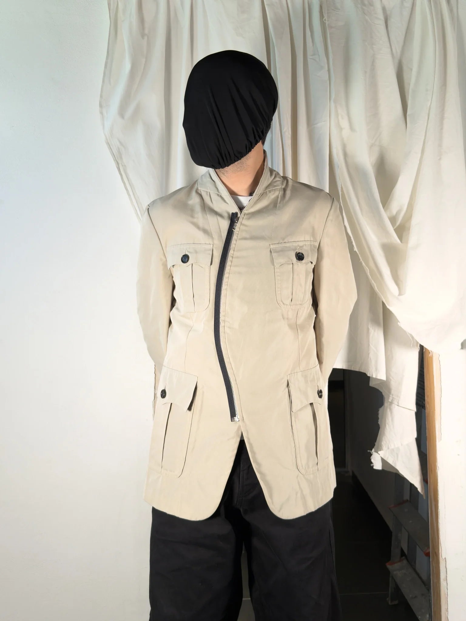 Comme des garçons homme plus s/s 2003 asymmetrical zip jacket