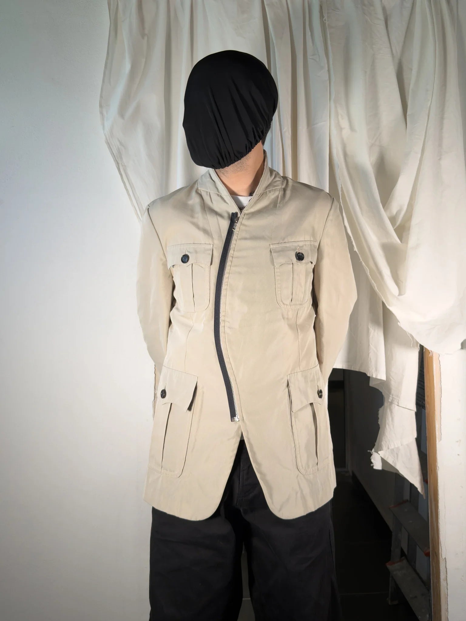 Comme des garçons homme plus s/s 2003 asymmetrical zip jacket