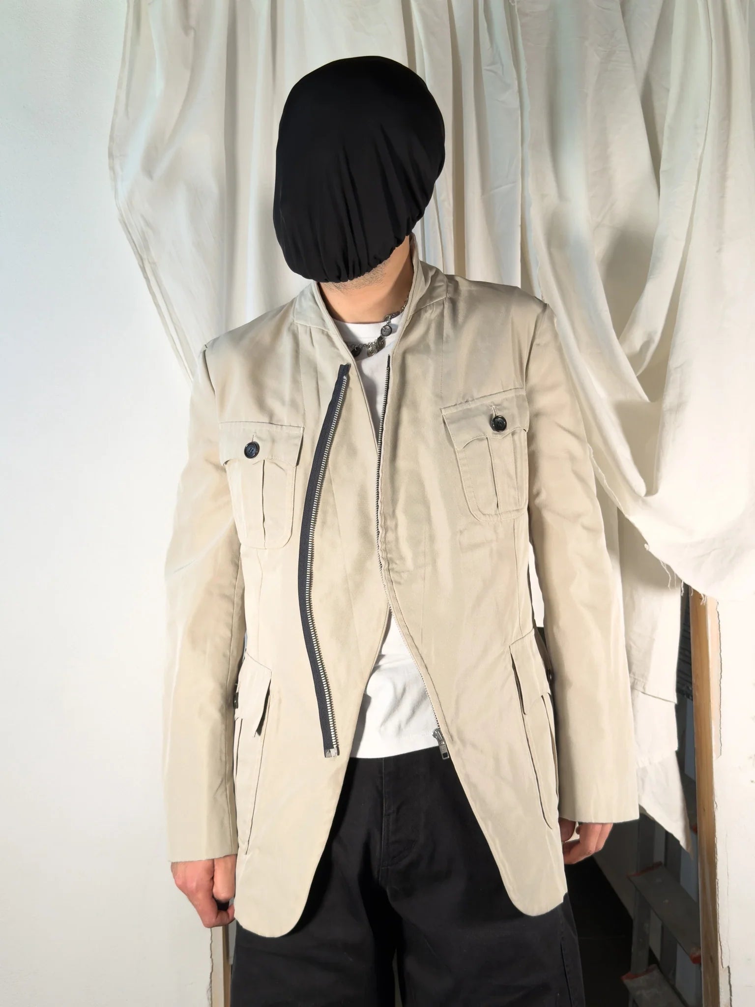 Comme des garçons homme plus s/s 2003 asymmetrical zip jacket