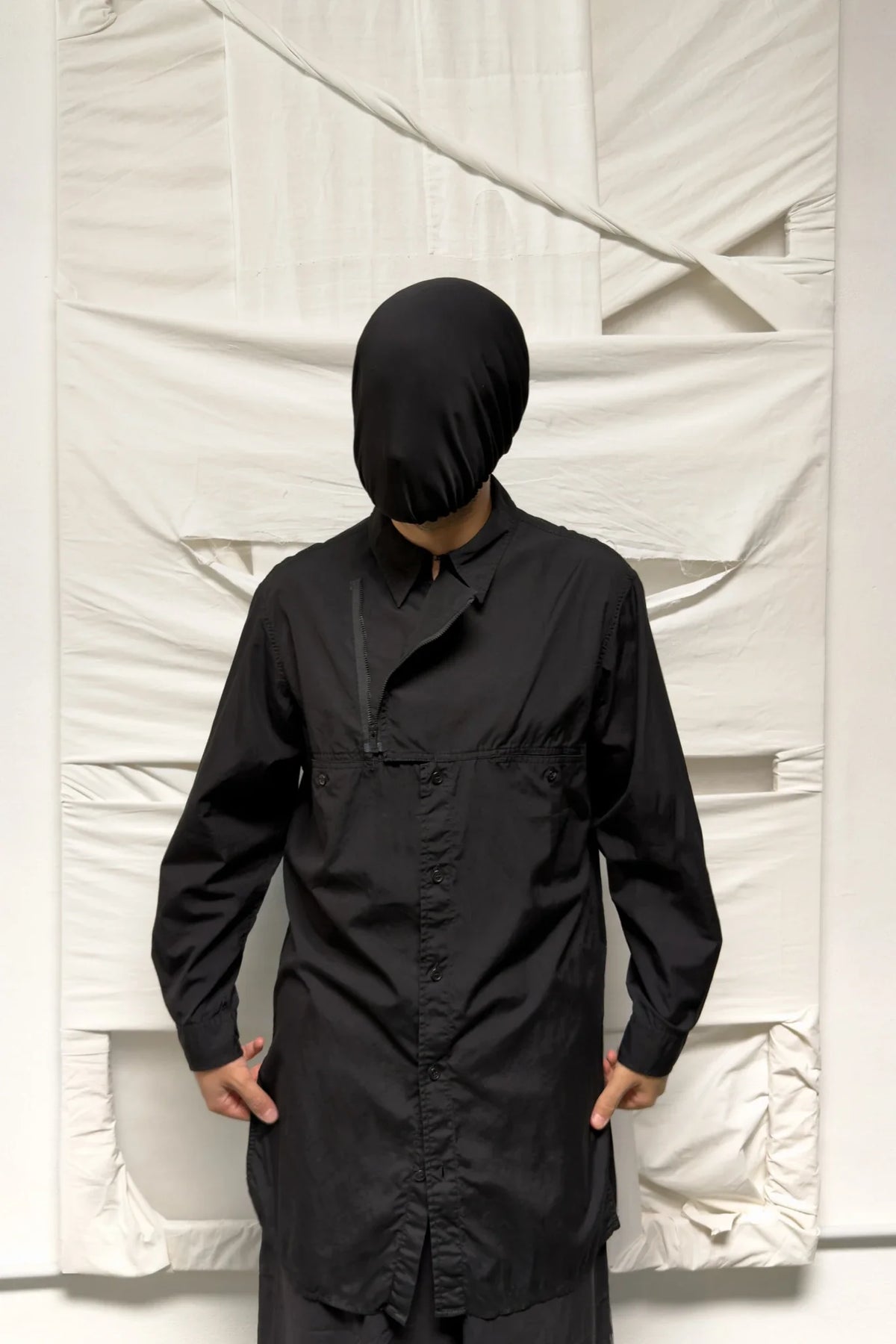 Yohji yamamoto pour homme a/w 2024 deconstructed zip shirt