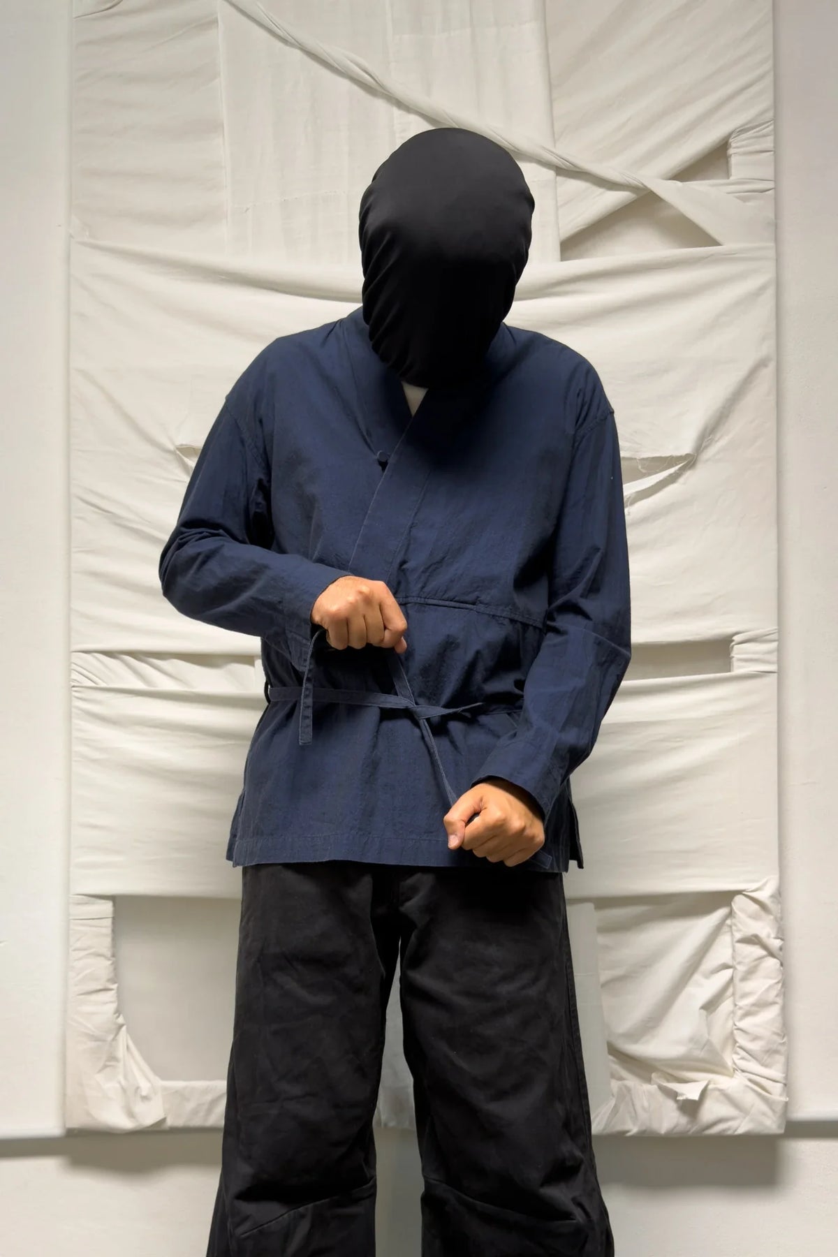 Issey miyake men s/s 2018 cropped kimono shirt