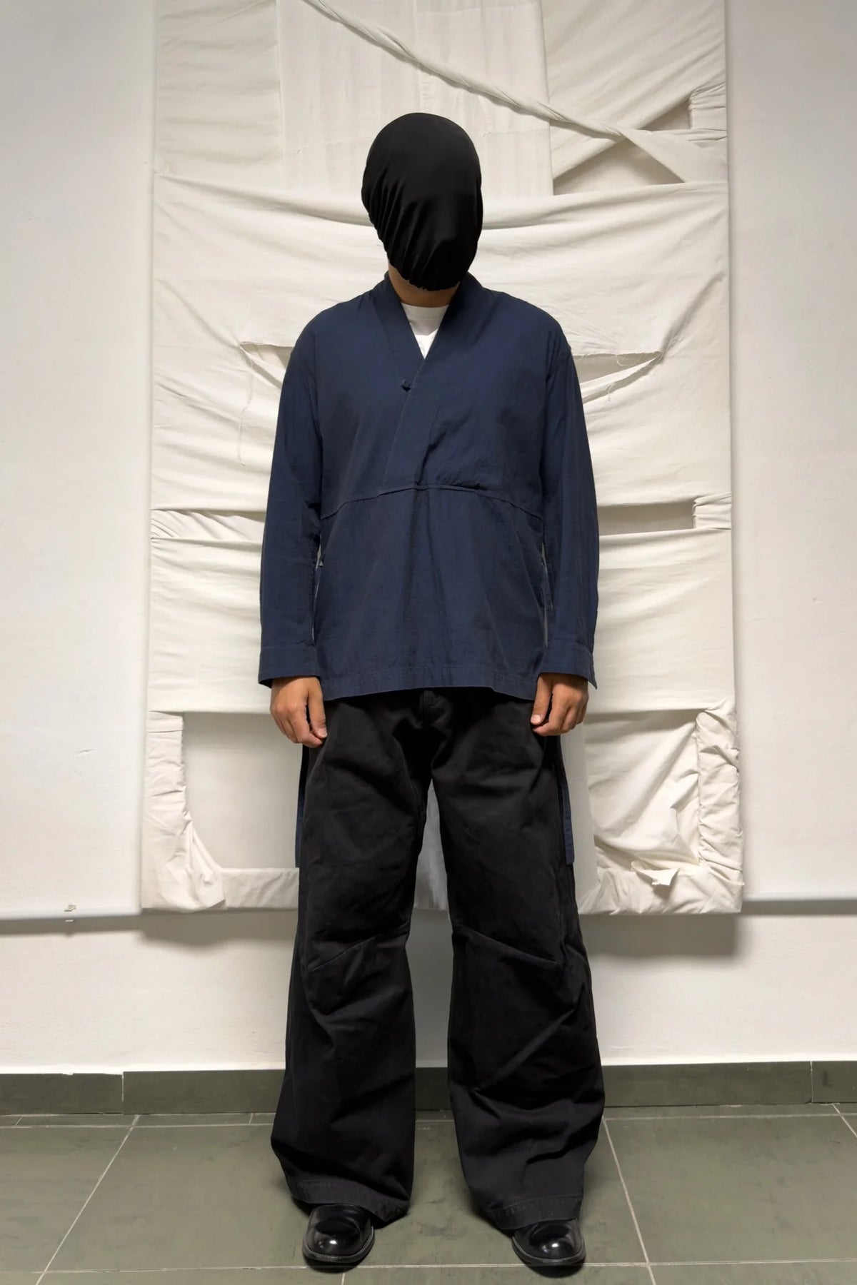 Issey miyake men s/s 2018 cropped kimono shirt