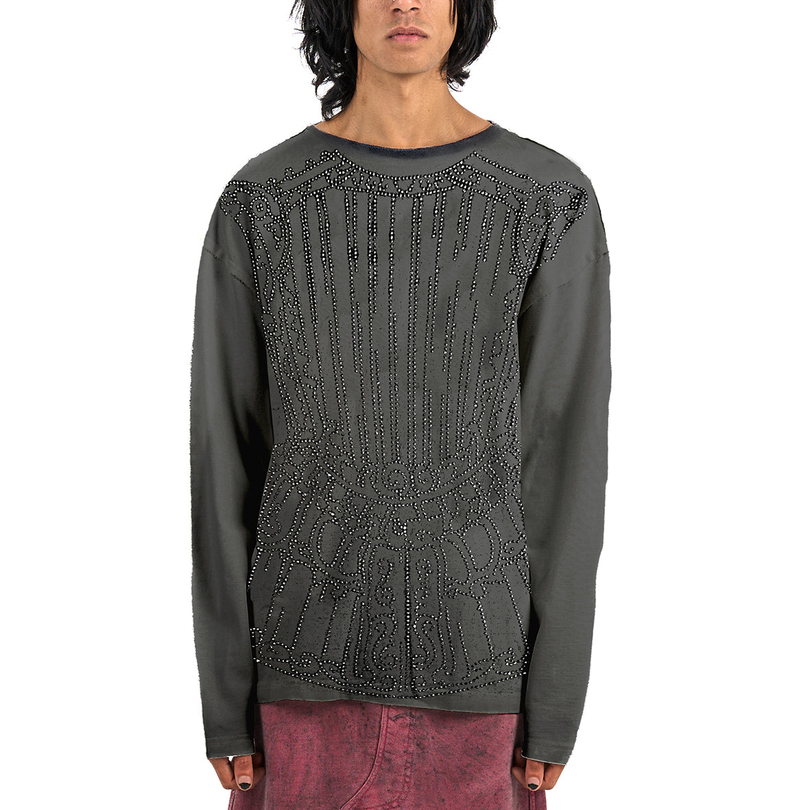 Roy rhinestone long sleeve charcoal