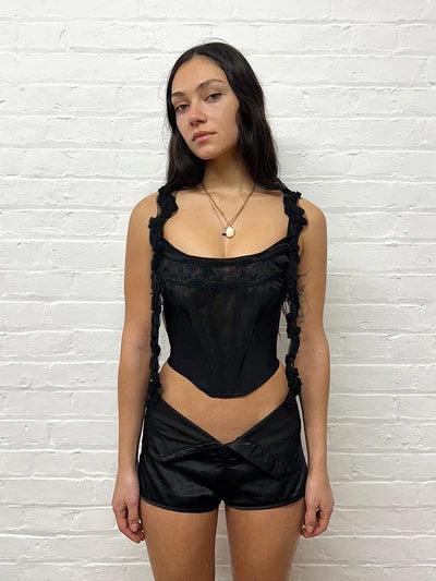 Rose crinoline corset - black