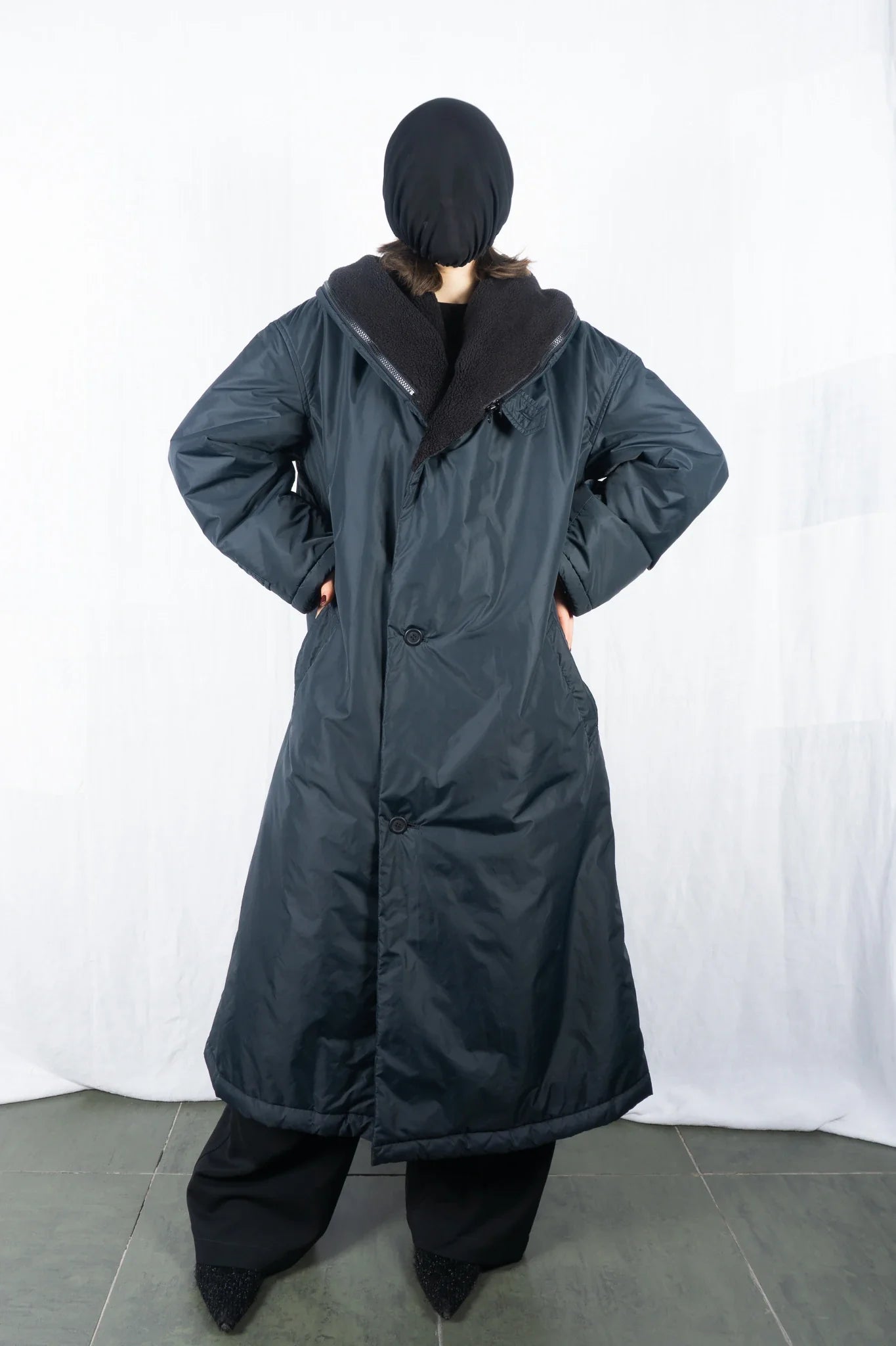 Wind coat issey miyake 1980s oversize pillow neck coat