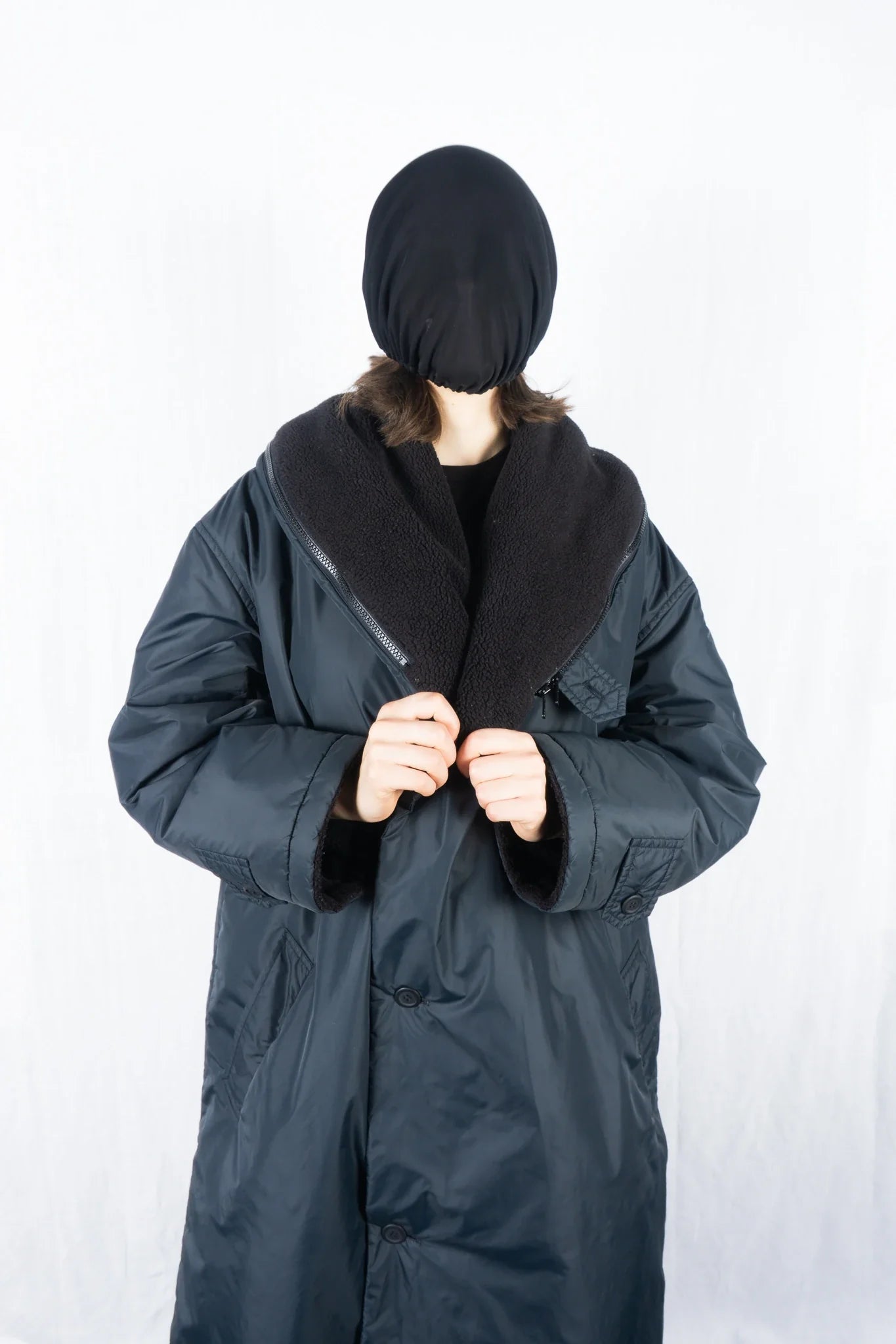 Wind coat issey miyake 1980s oversize pillow neck coat