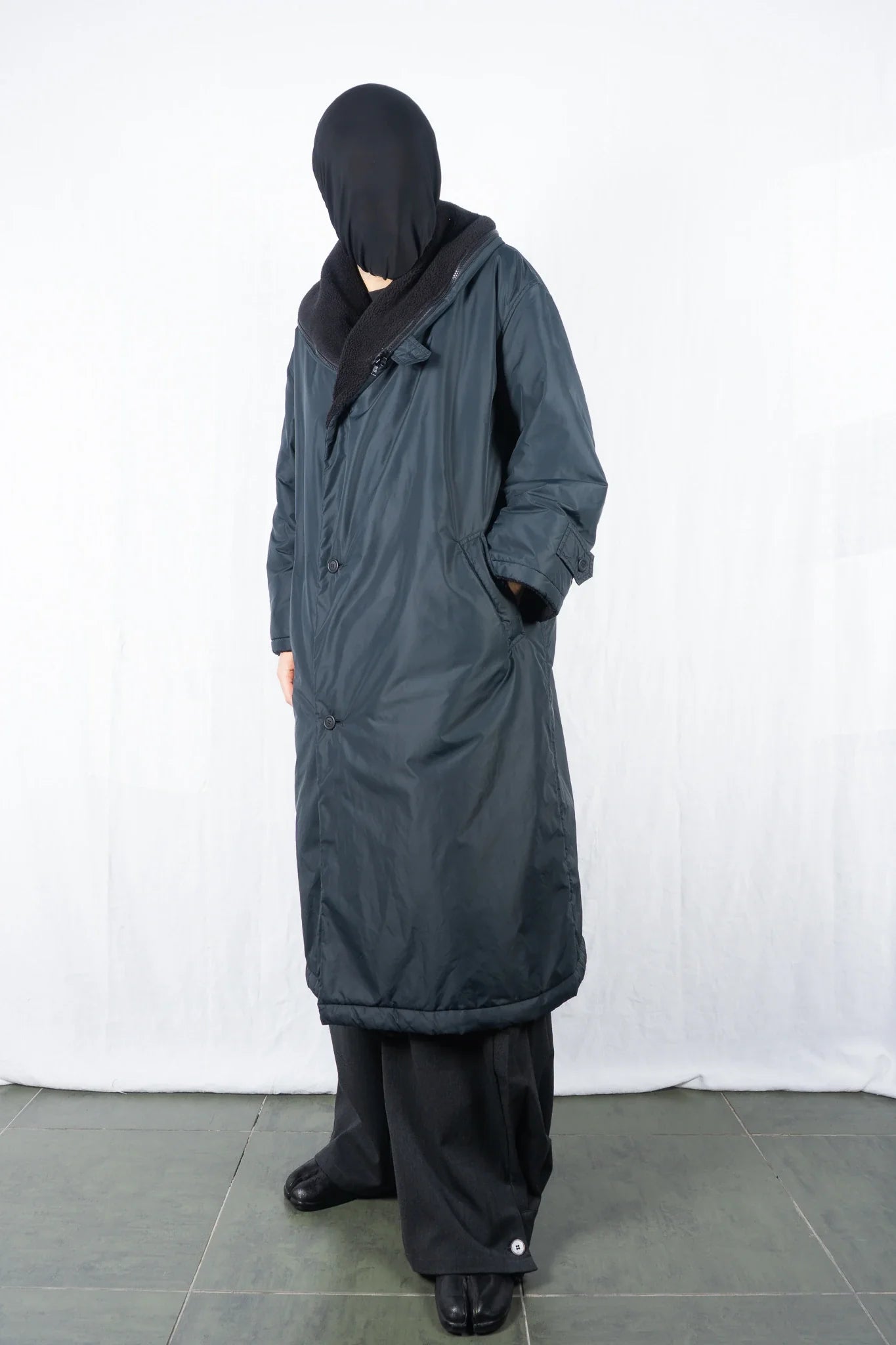 Wind coat issey miyake 1980s oversize pillow neck coat