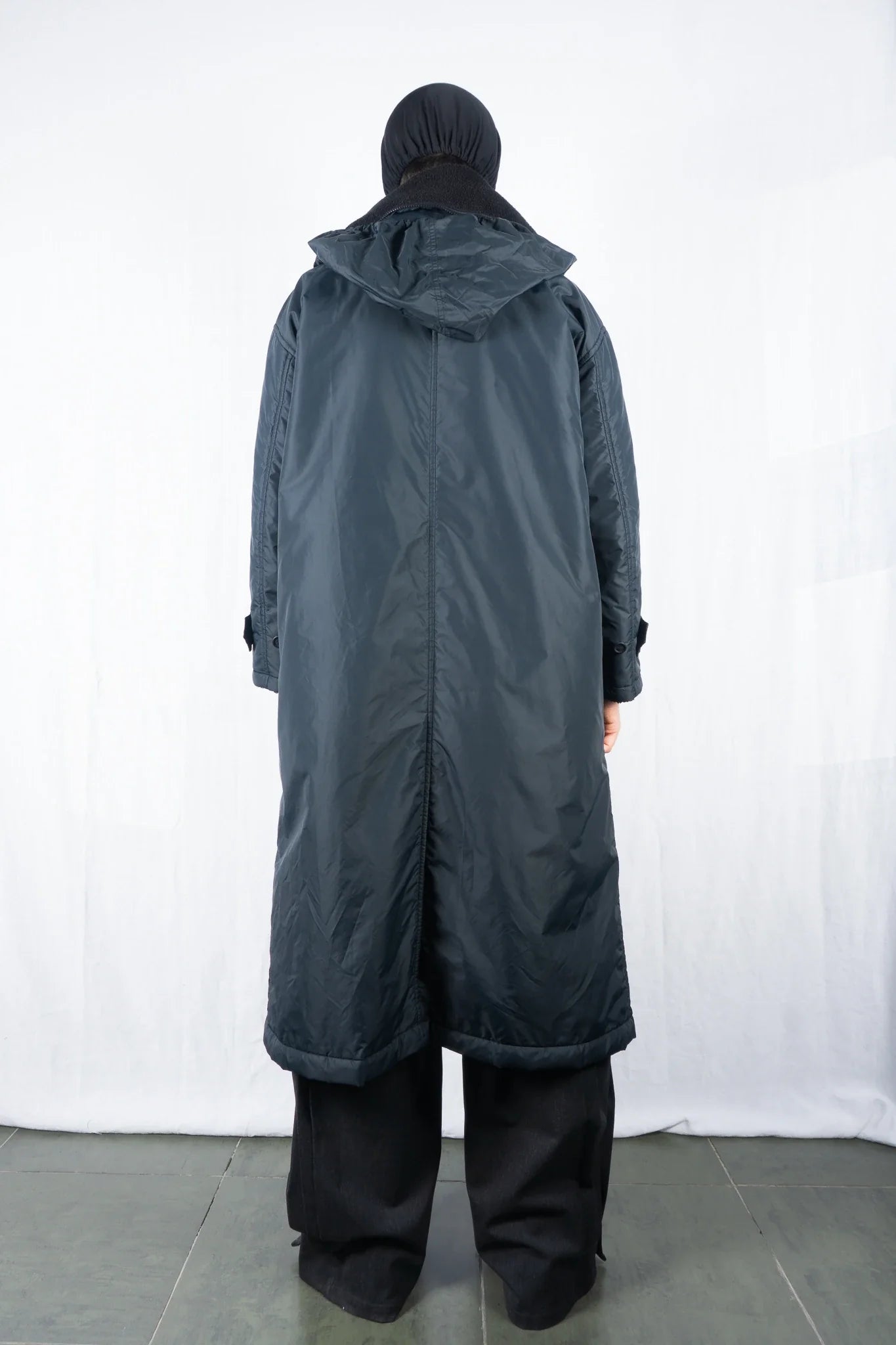 Wind coat issey miyake 1980s oversize pillow neck coat