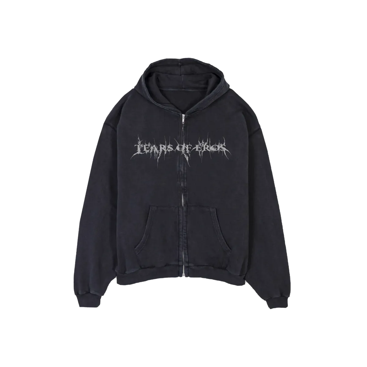 Hoodie, Zipped - Tears of Eros - Washed Black