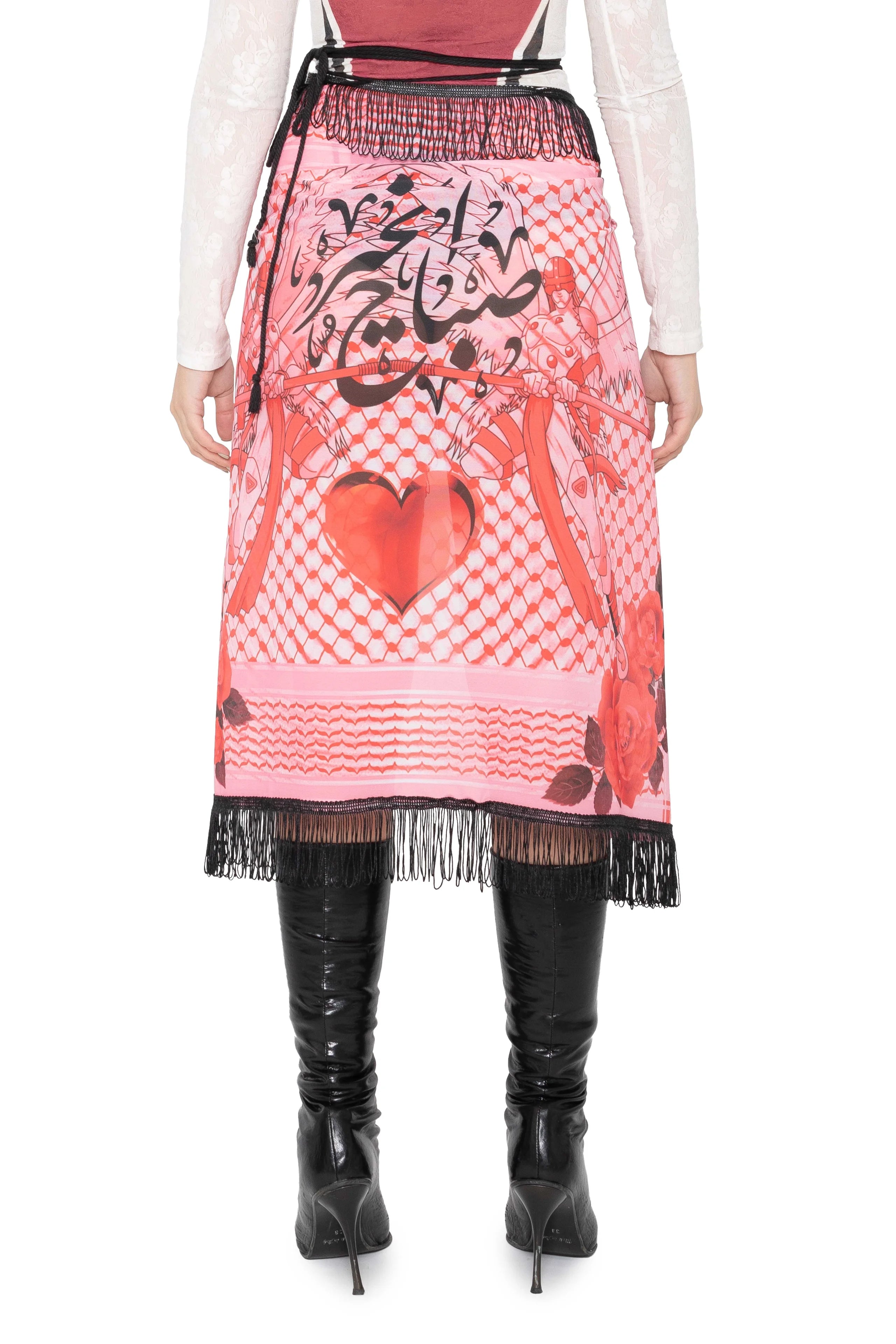 Sabah wrap midi mesh skirt