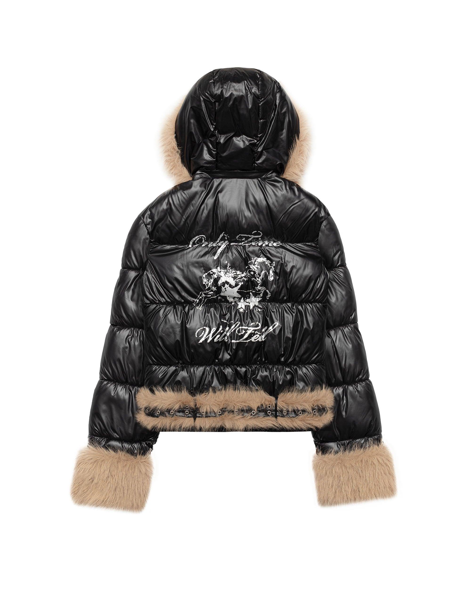 Slim furry puffer jacket