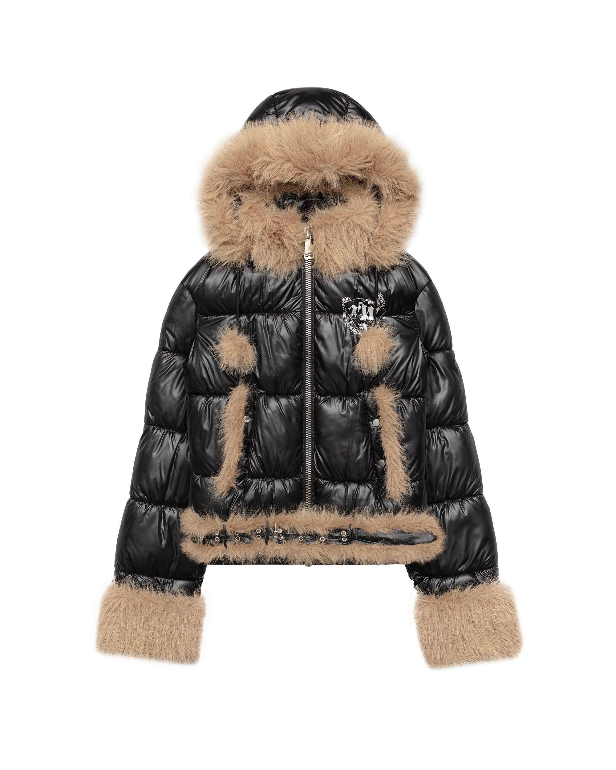 Slim furry puffer jacket