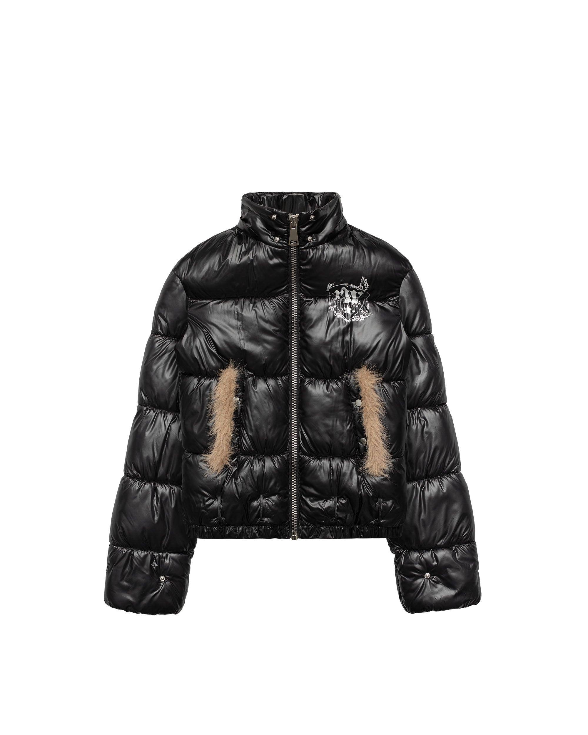 Slim furry puffer jacket