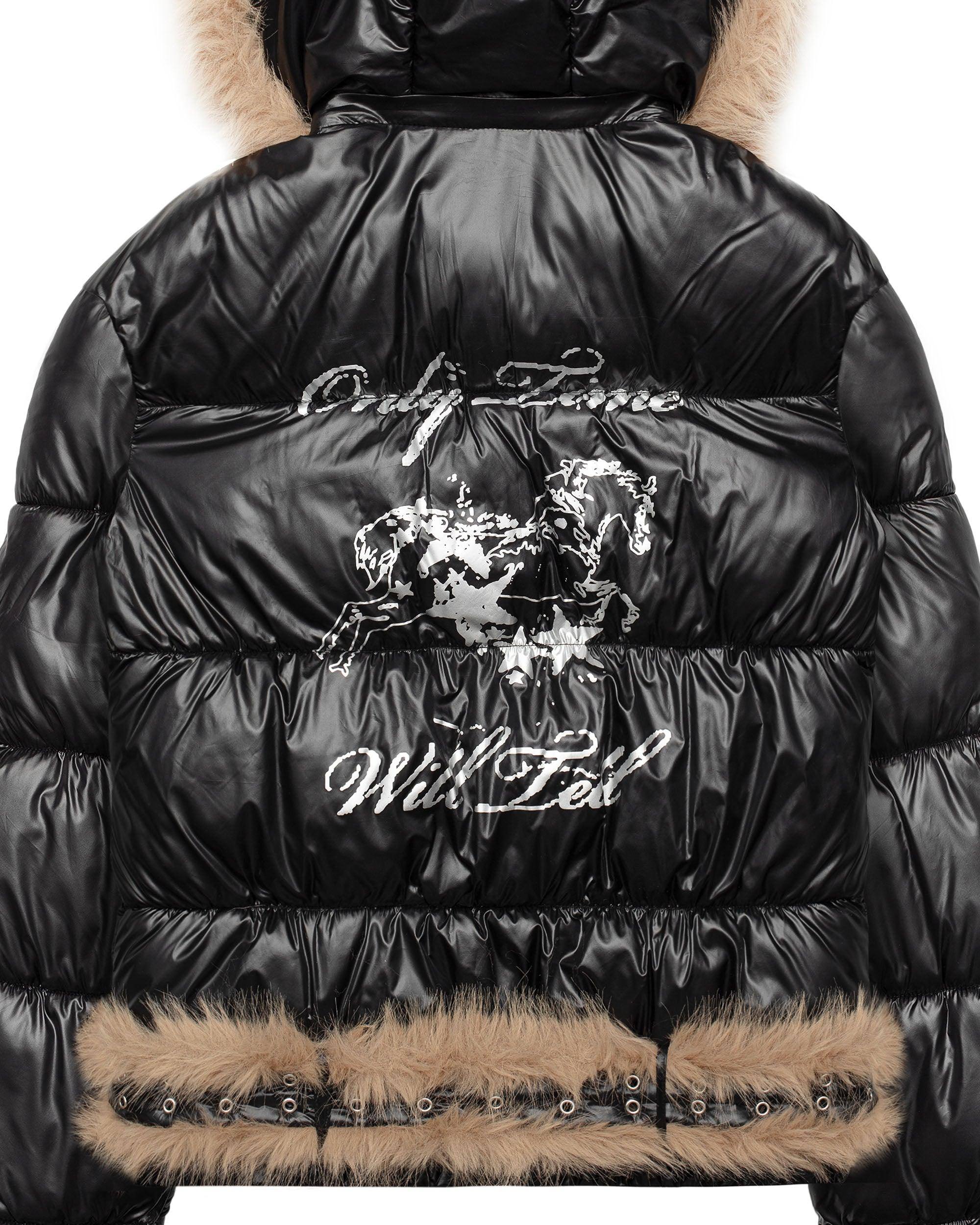 Slim furry puffer jacket