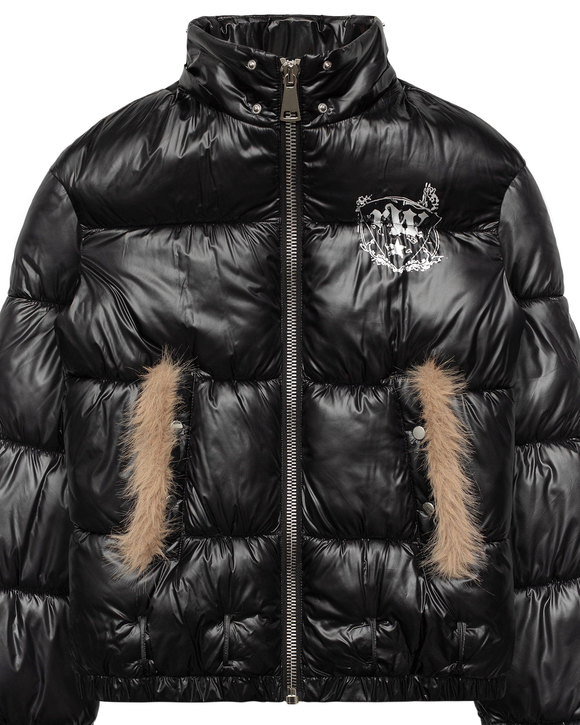 Slim furry puffer jacket