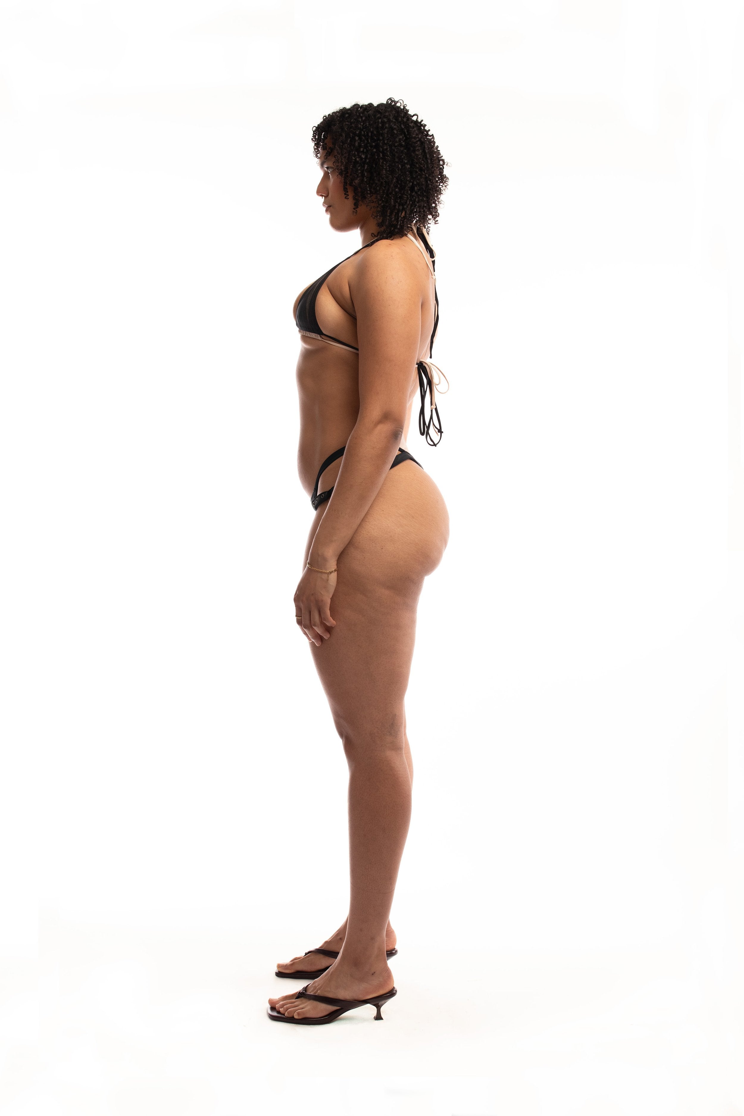 Belted bikini set - raven black & blush pink