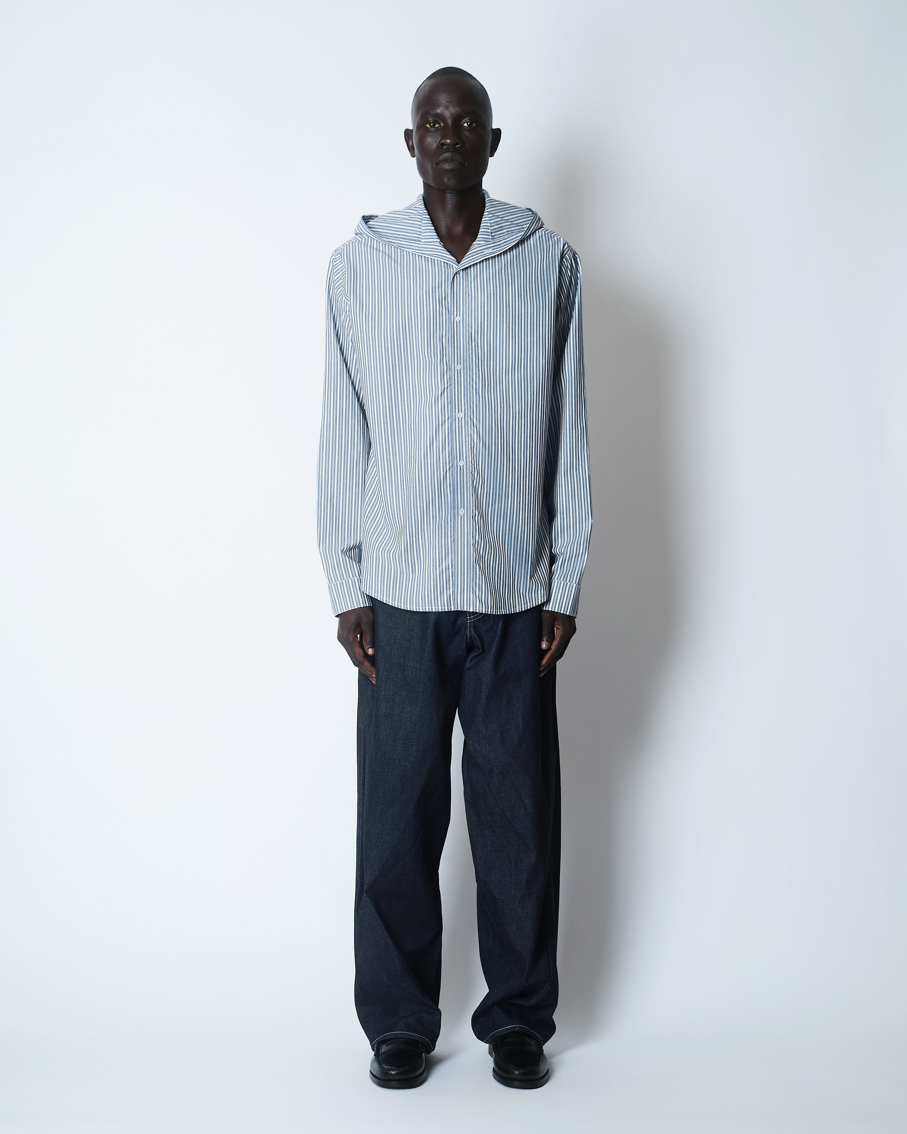 Hooded oxford shirt cotton poplin new stripe 2