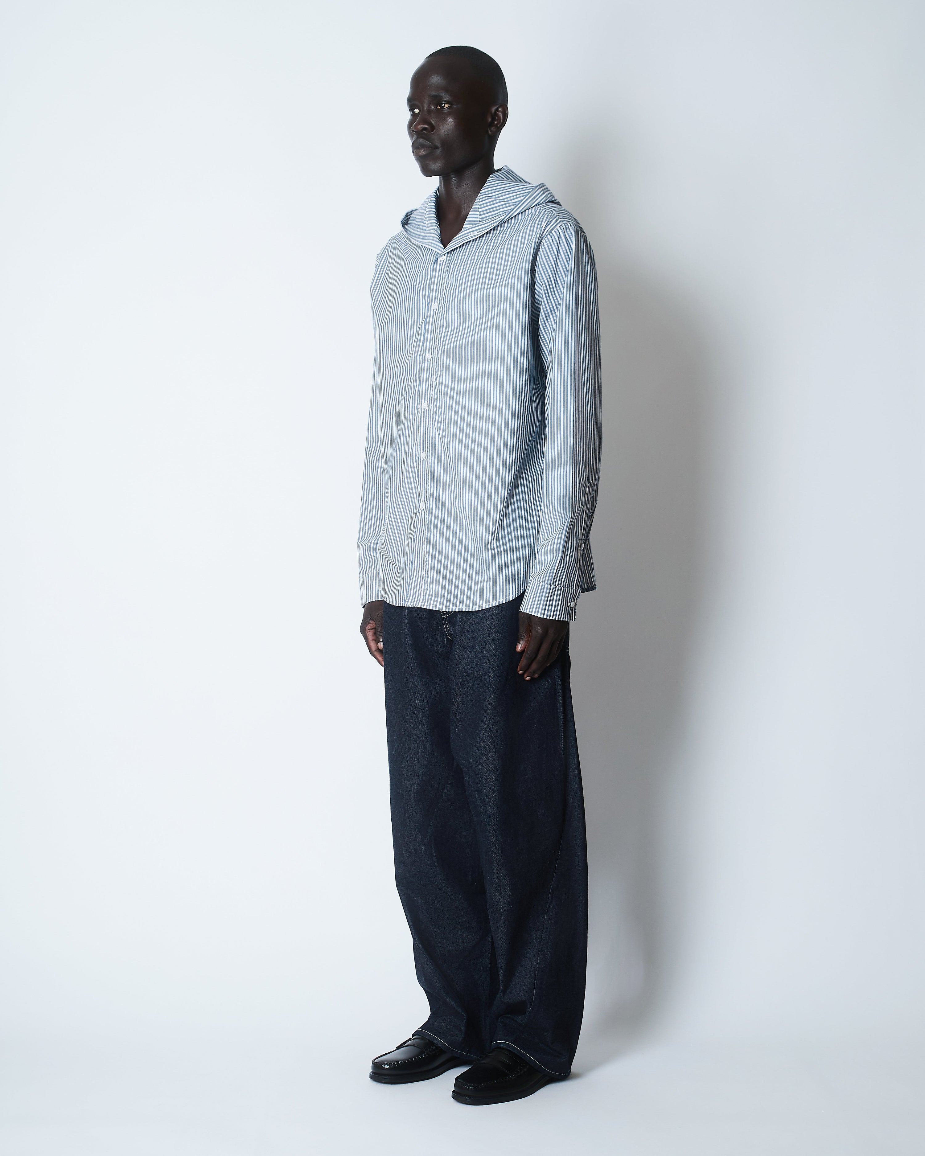 Hooded oxford shirt cotton poplin new stripe 2