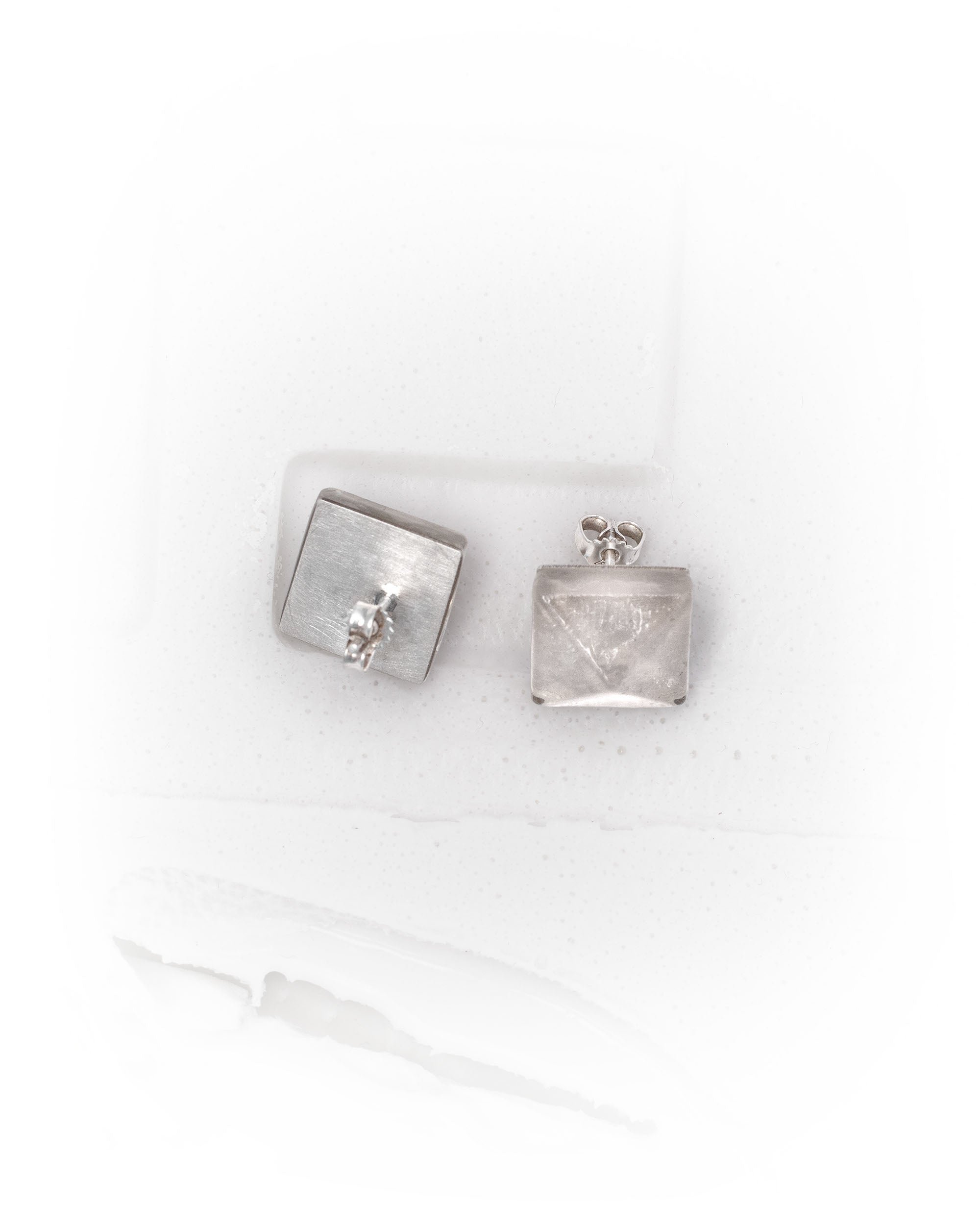 Clear block earrings