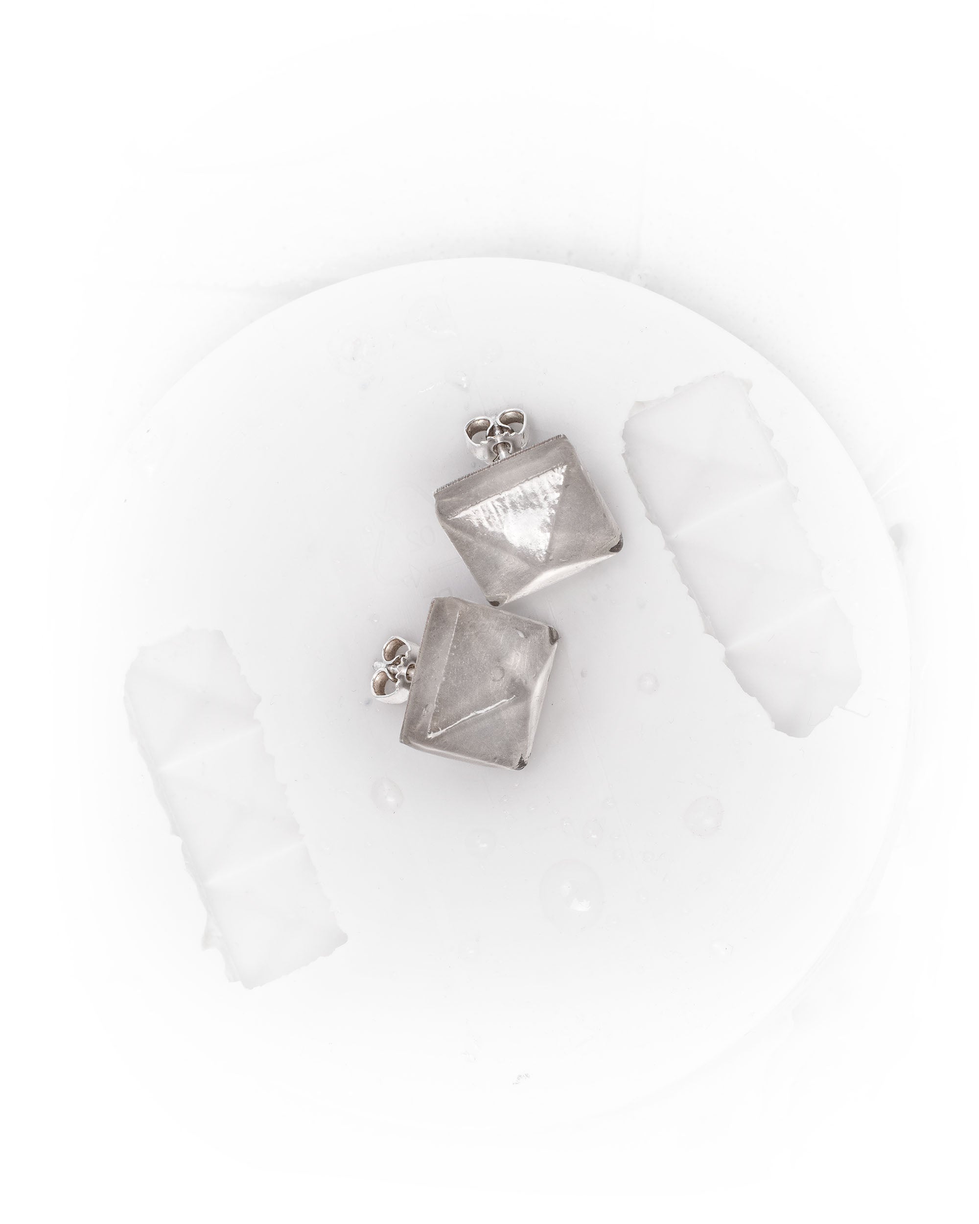 Clear block earrings