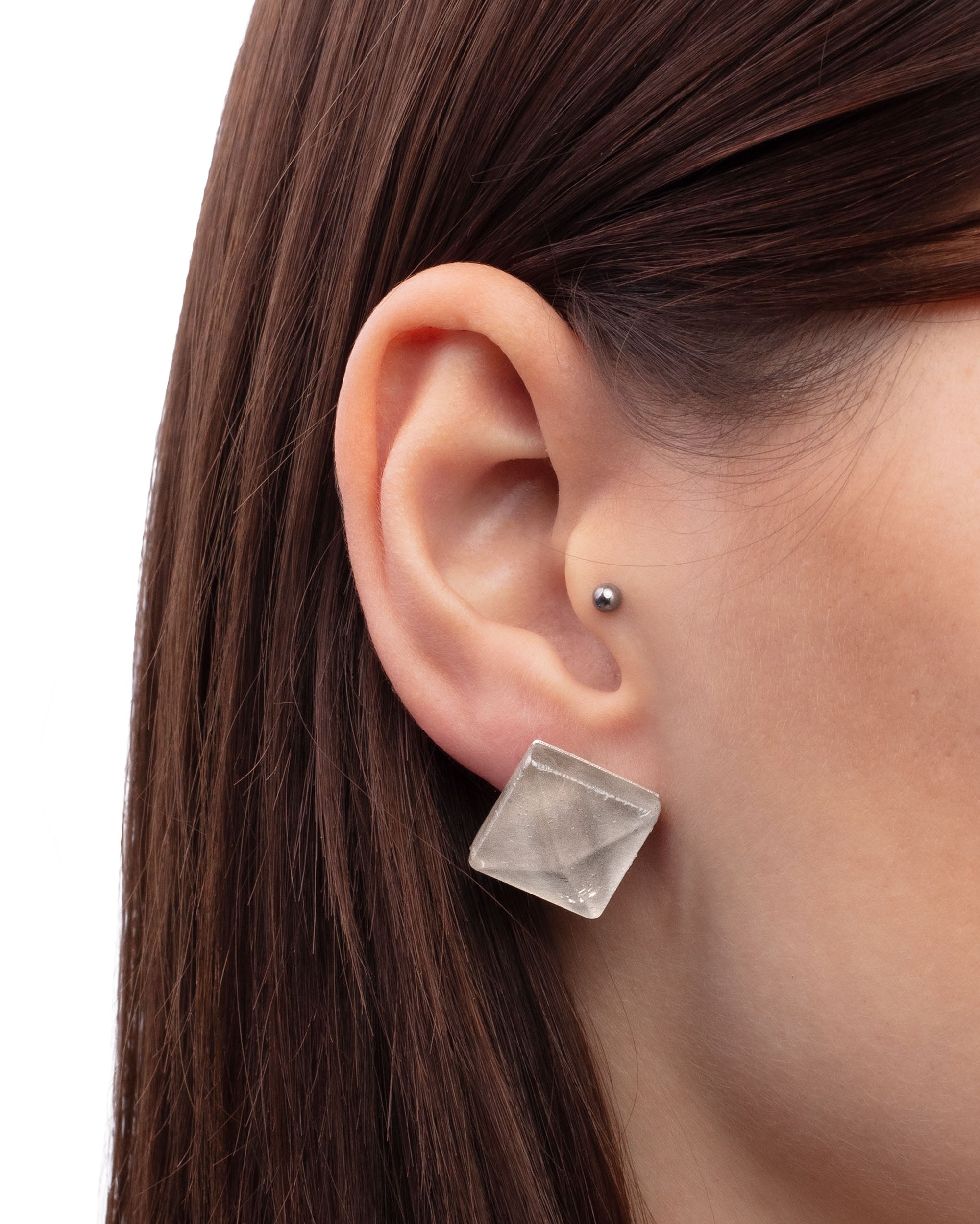Clear block earrings