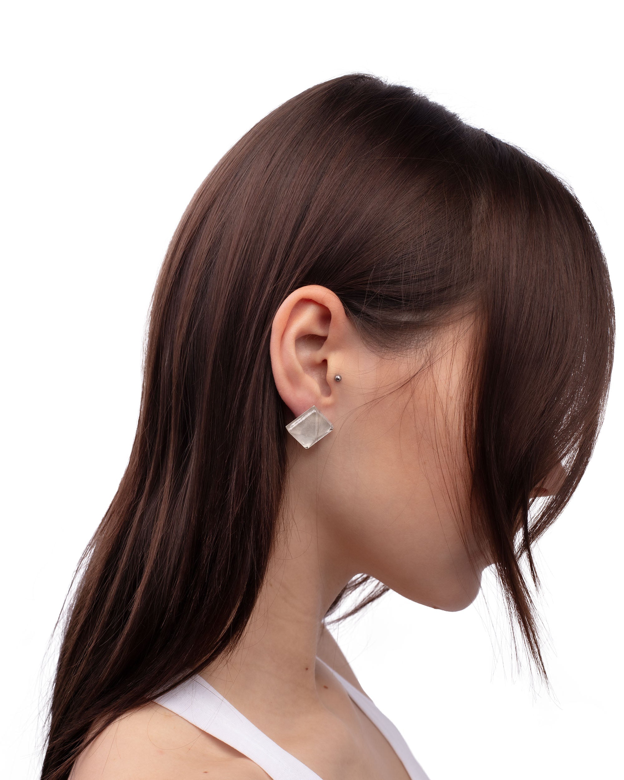 Clear block earrings