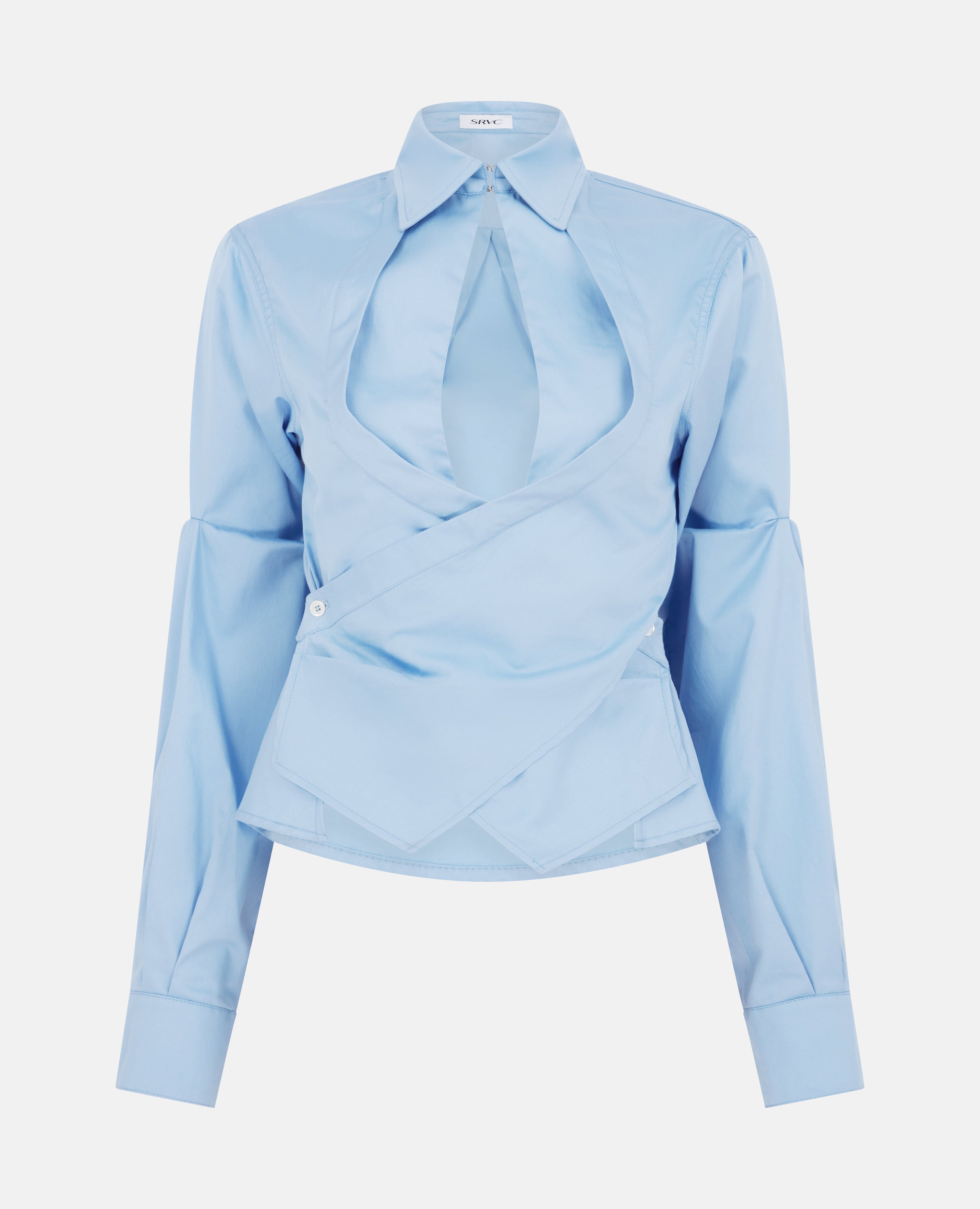 Peitho shirt plain shirting wrap shirt blue