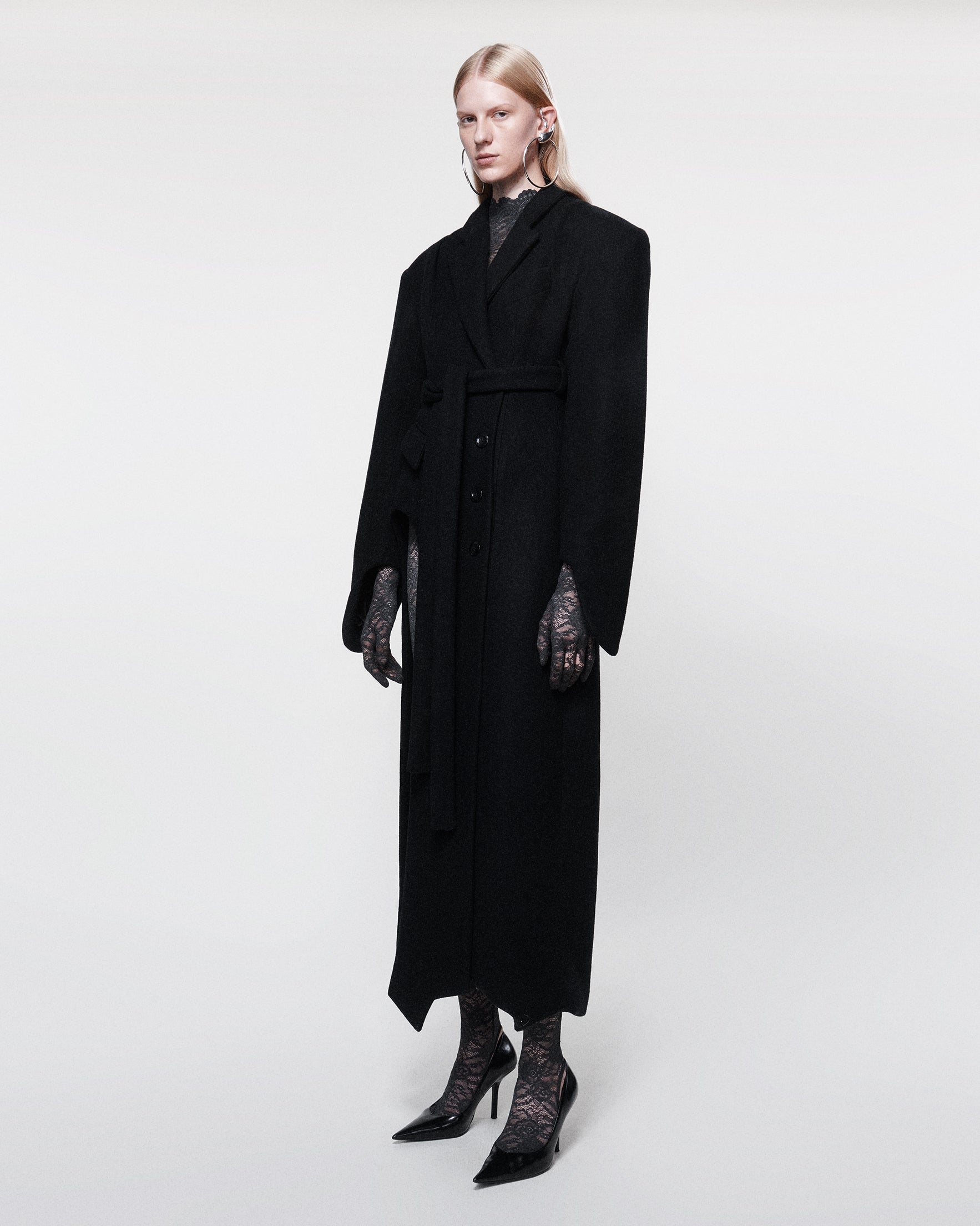 Inverse wool coat black