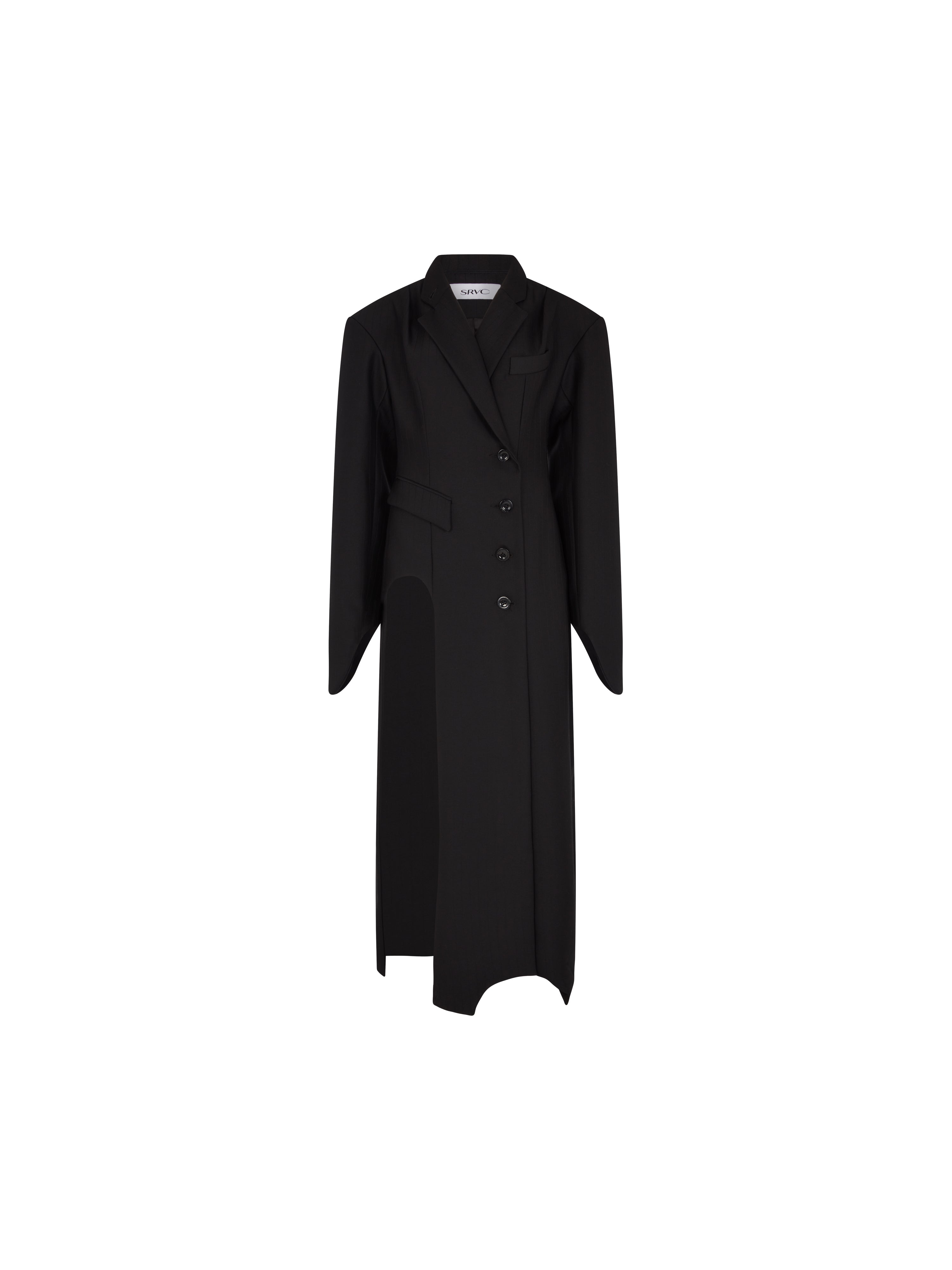 Inverse wool coat black