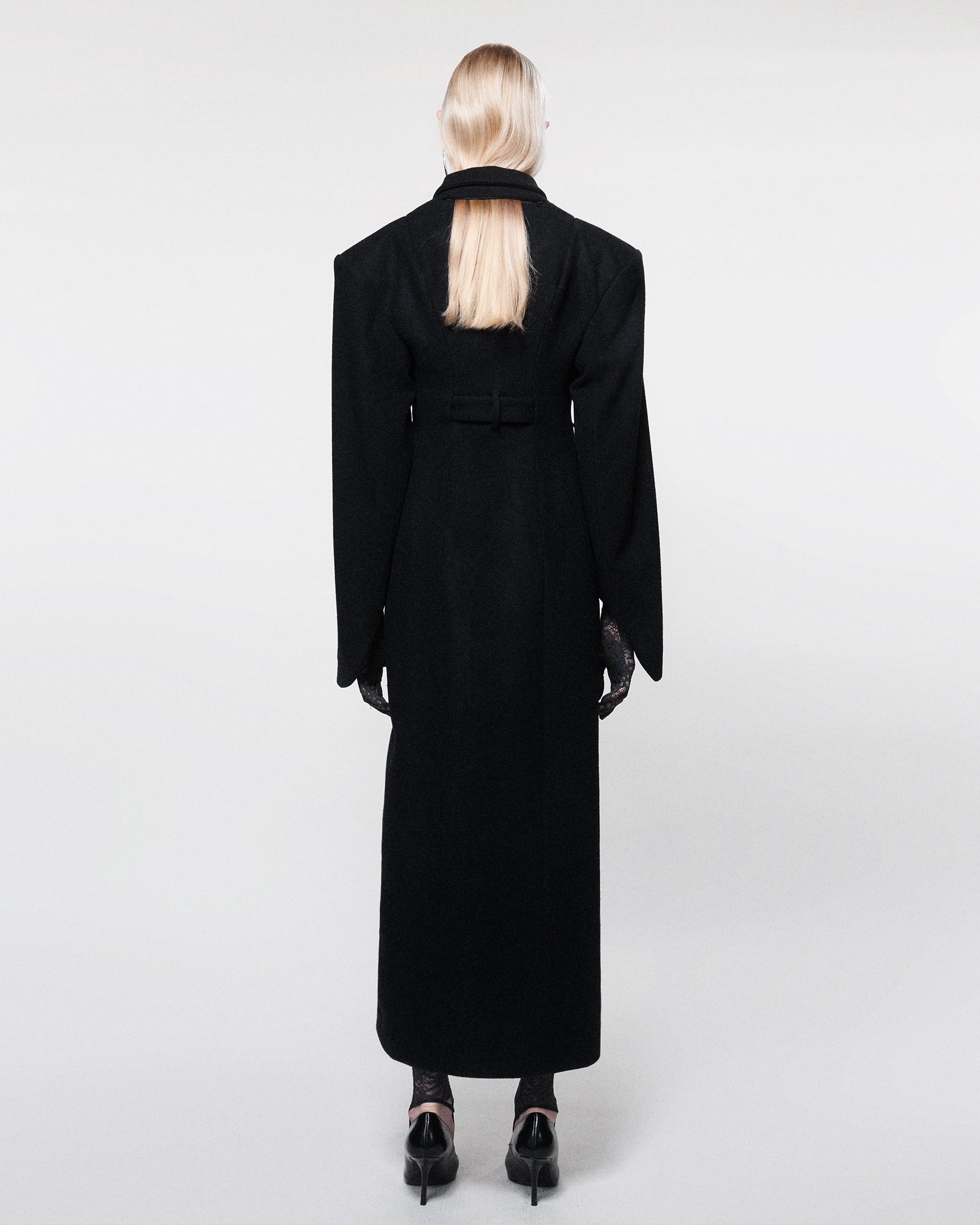 Inverse wool coat black