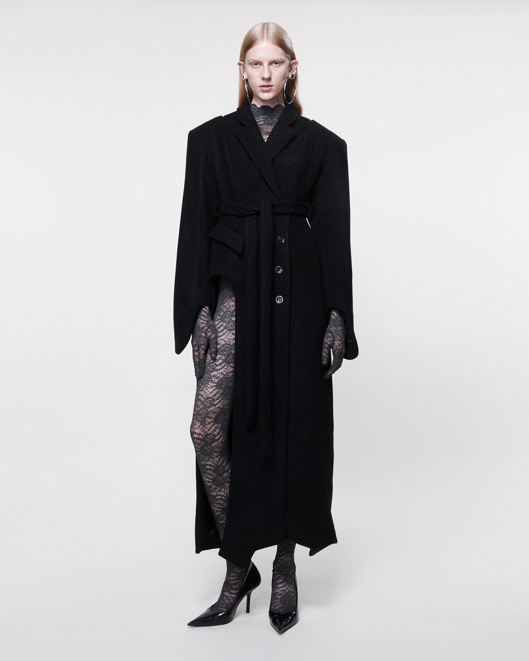 Inverse wool coat black