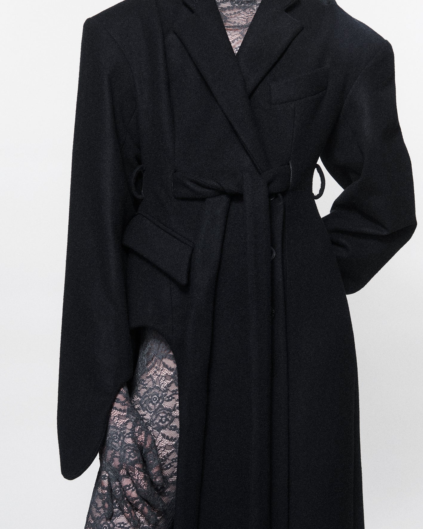Inverse wool coat black