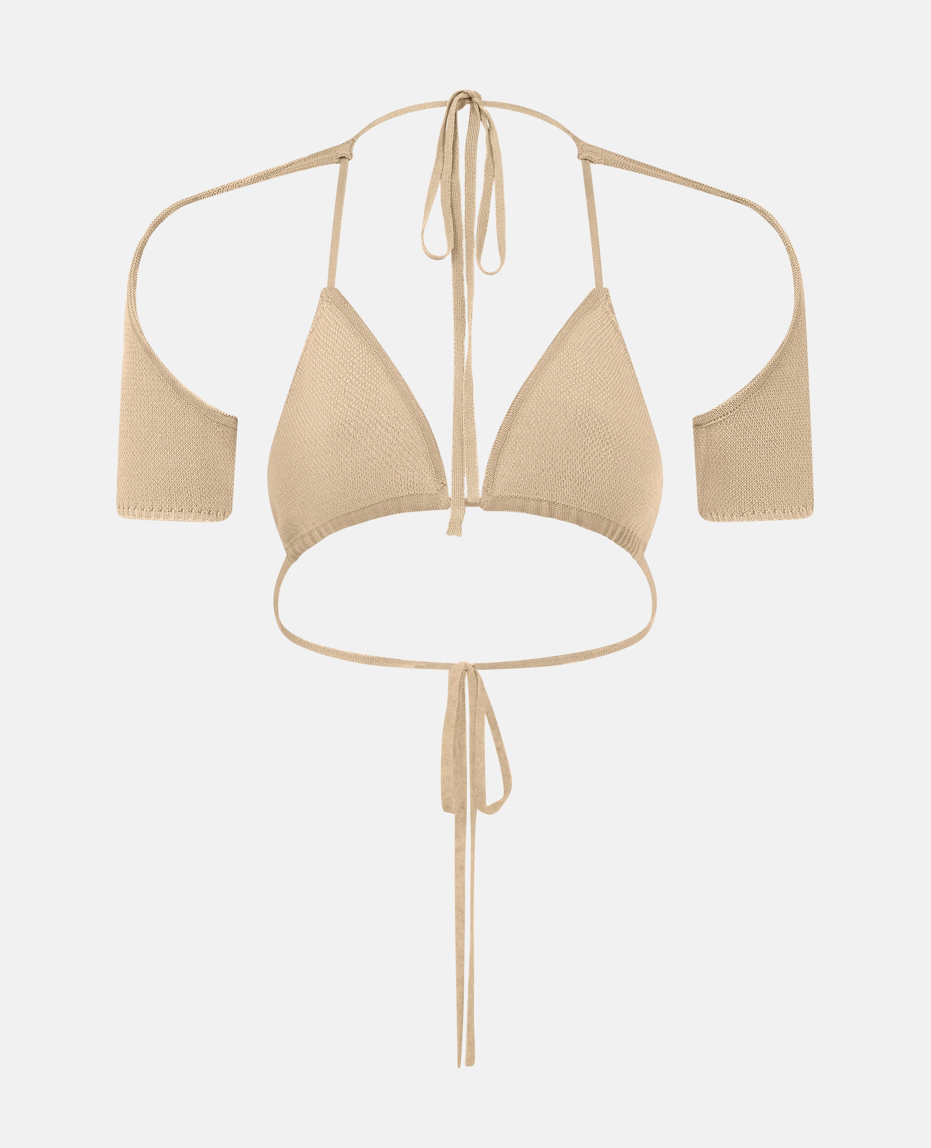 Knit bikini top sand
