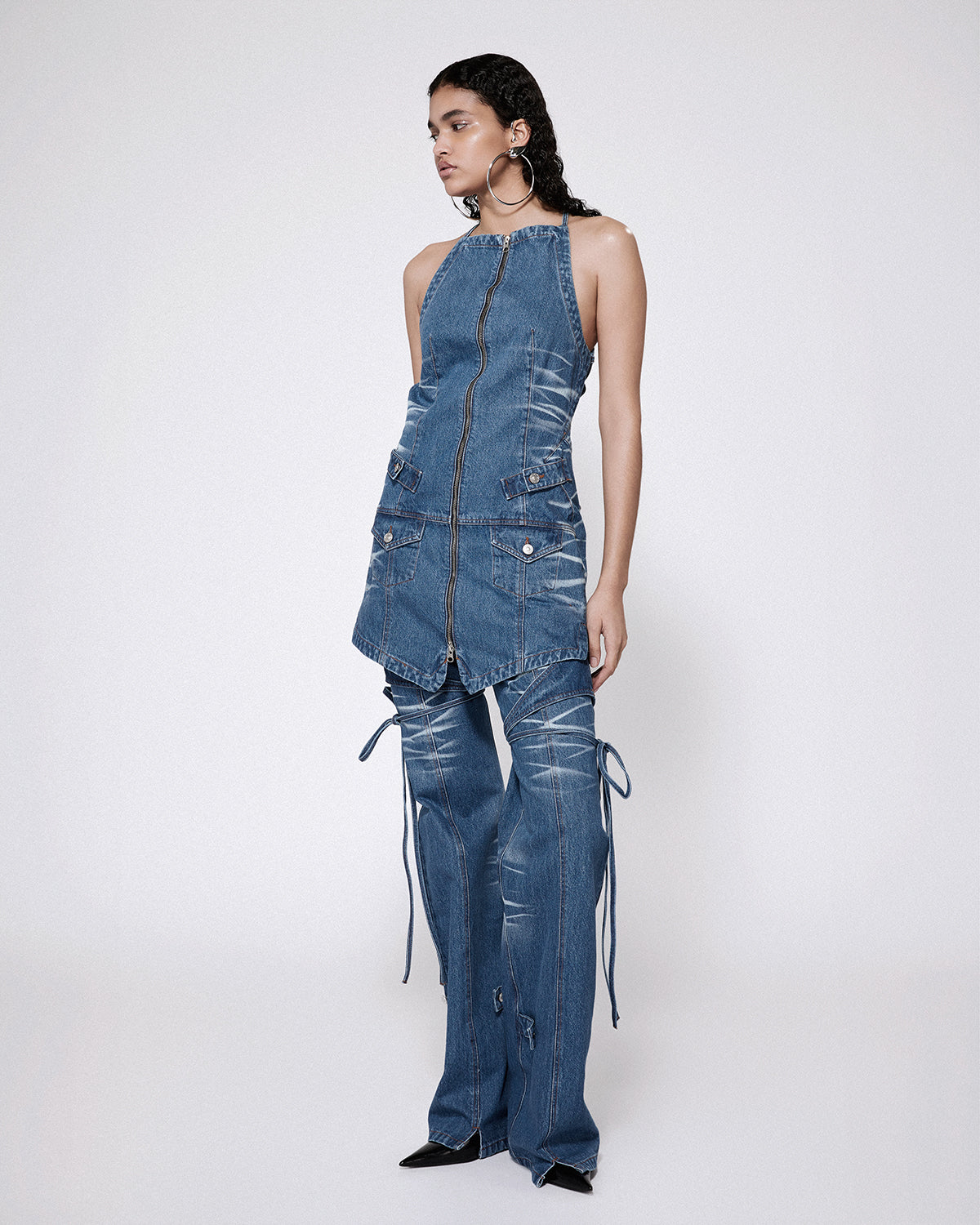 Kyle waistcoat dress blue denim
