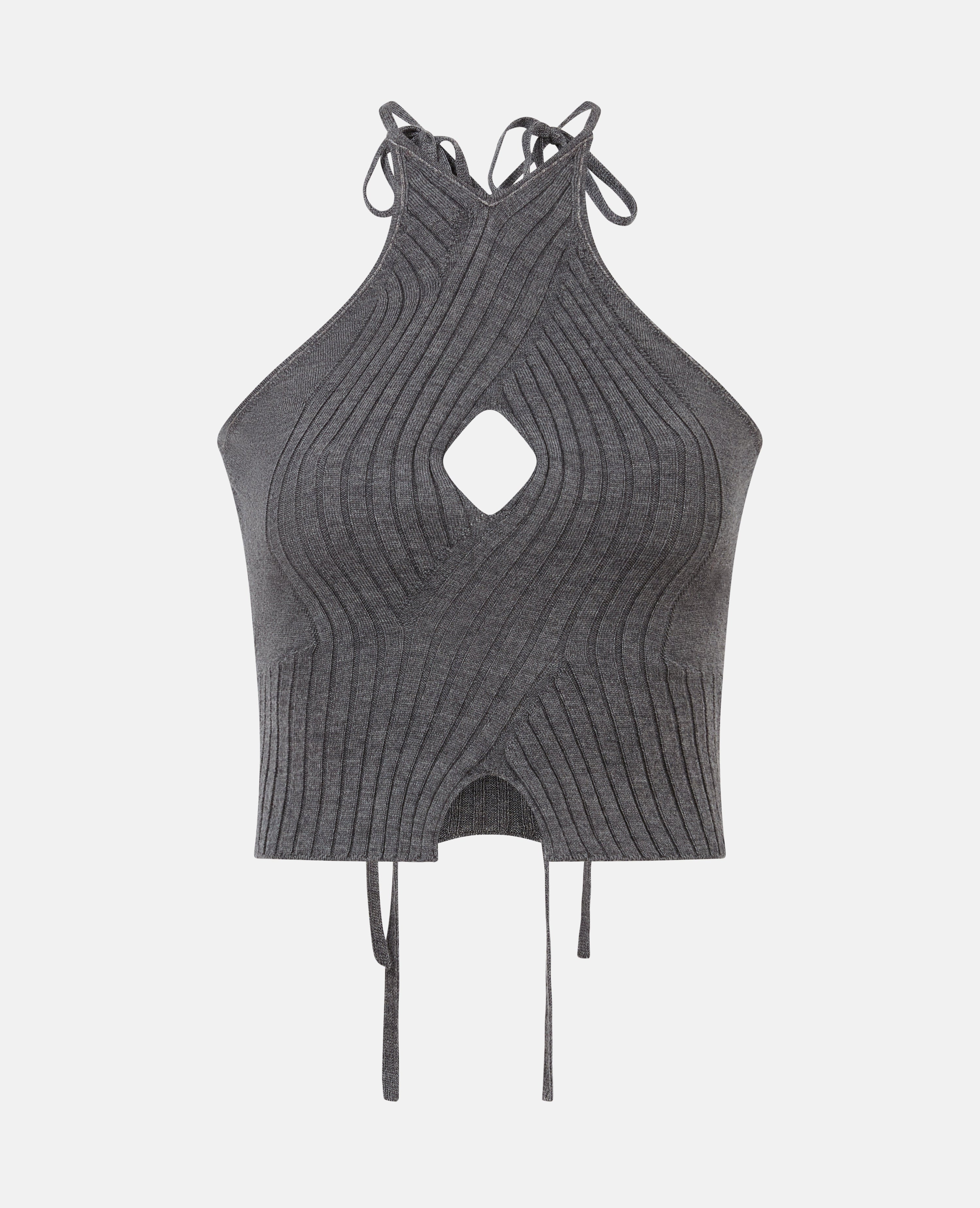 Xl cable knit halterneck top grey melange